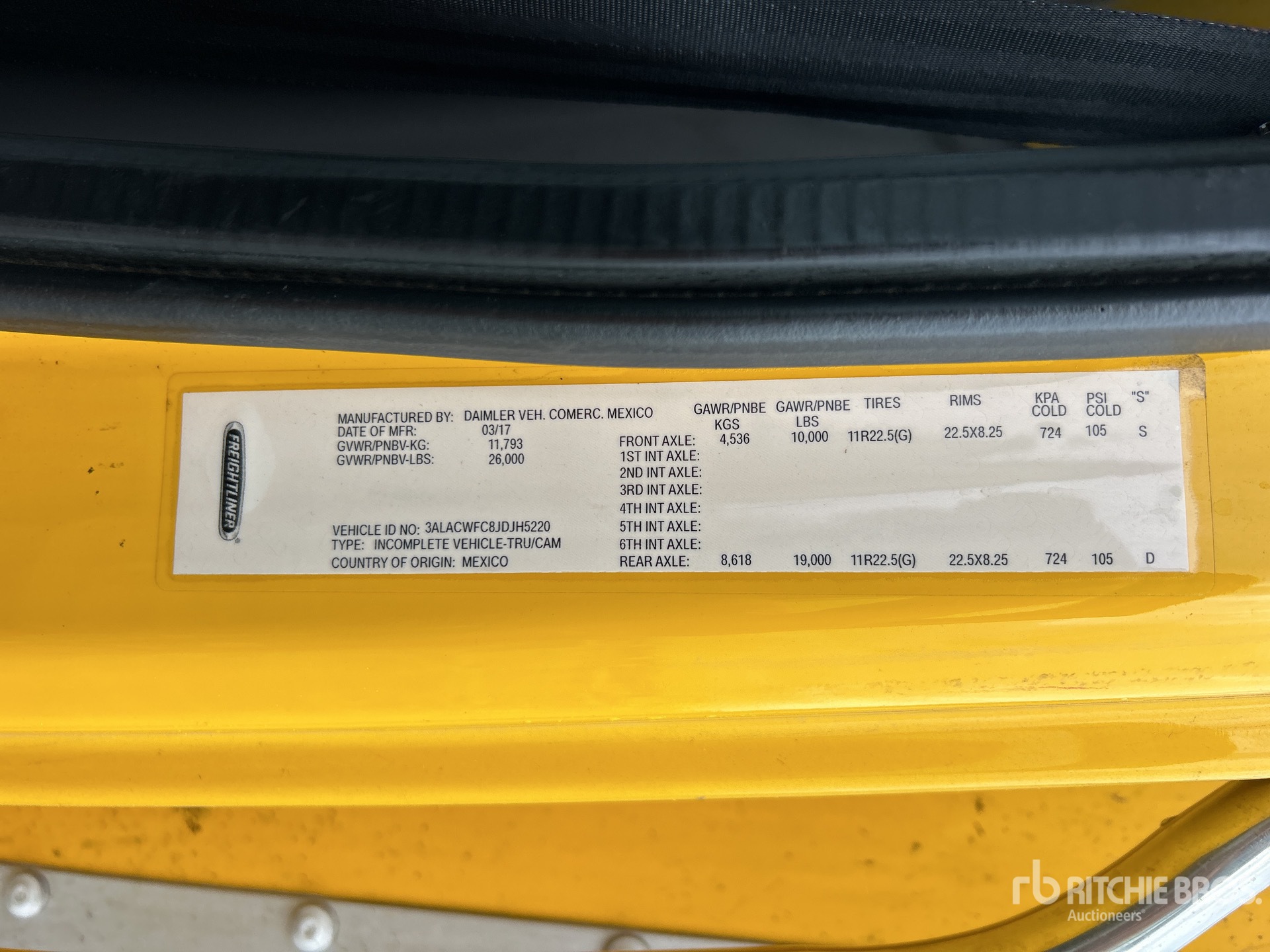 General Appearance with Serial Number / VIN