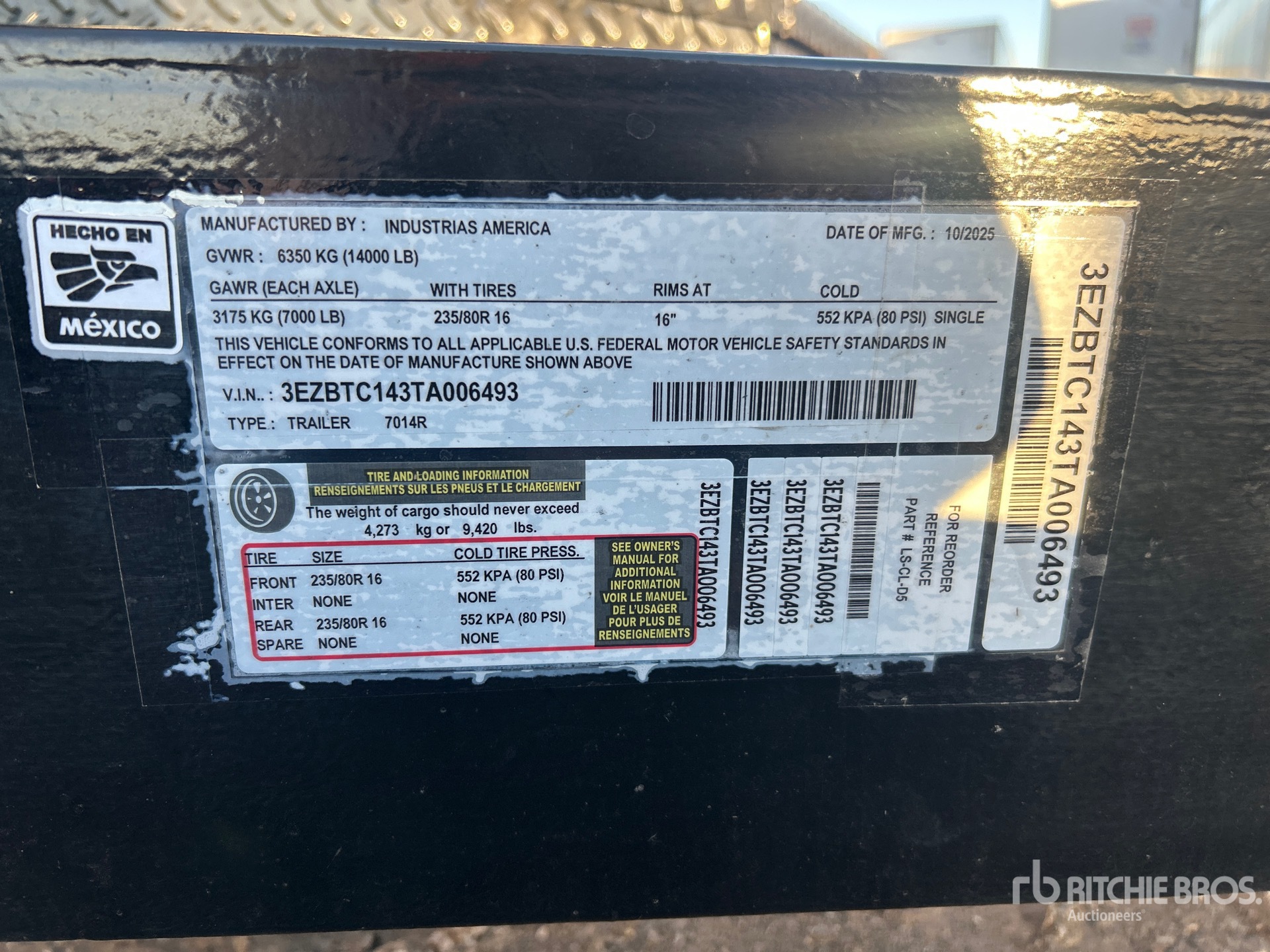 General Appearance with Serial Number / VIN