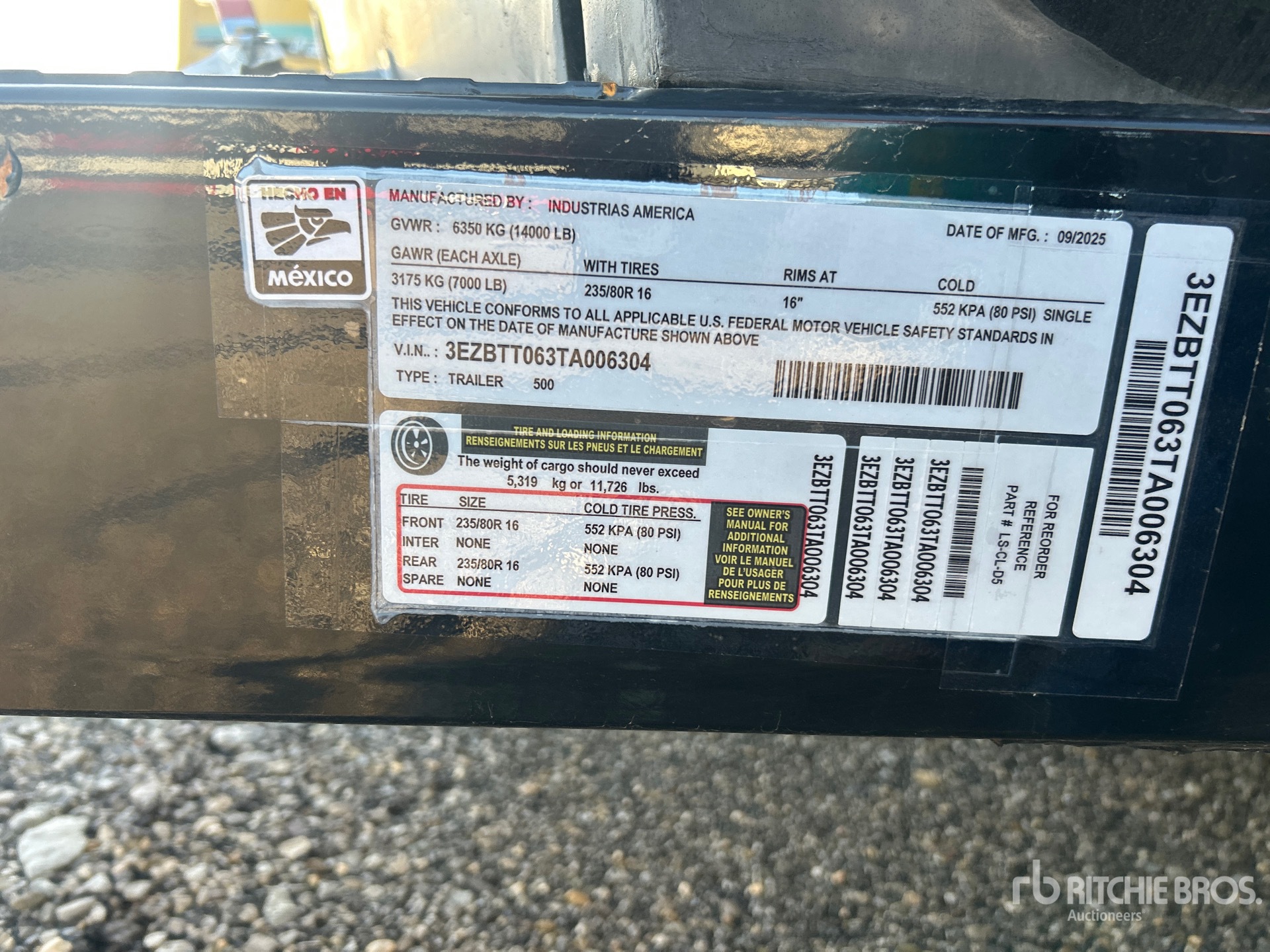 General Appearance with Serial Number / VIN