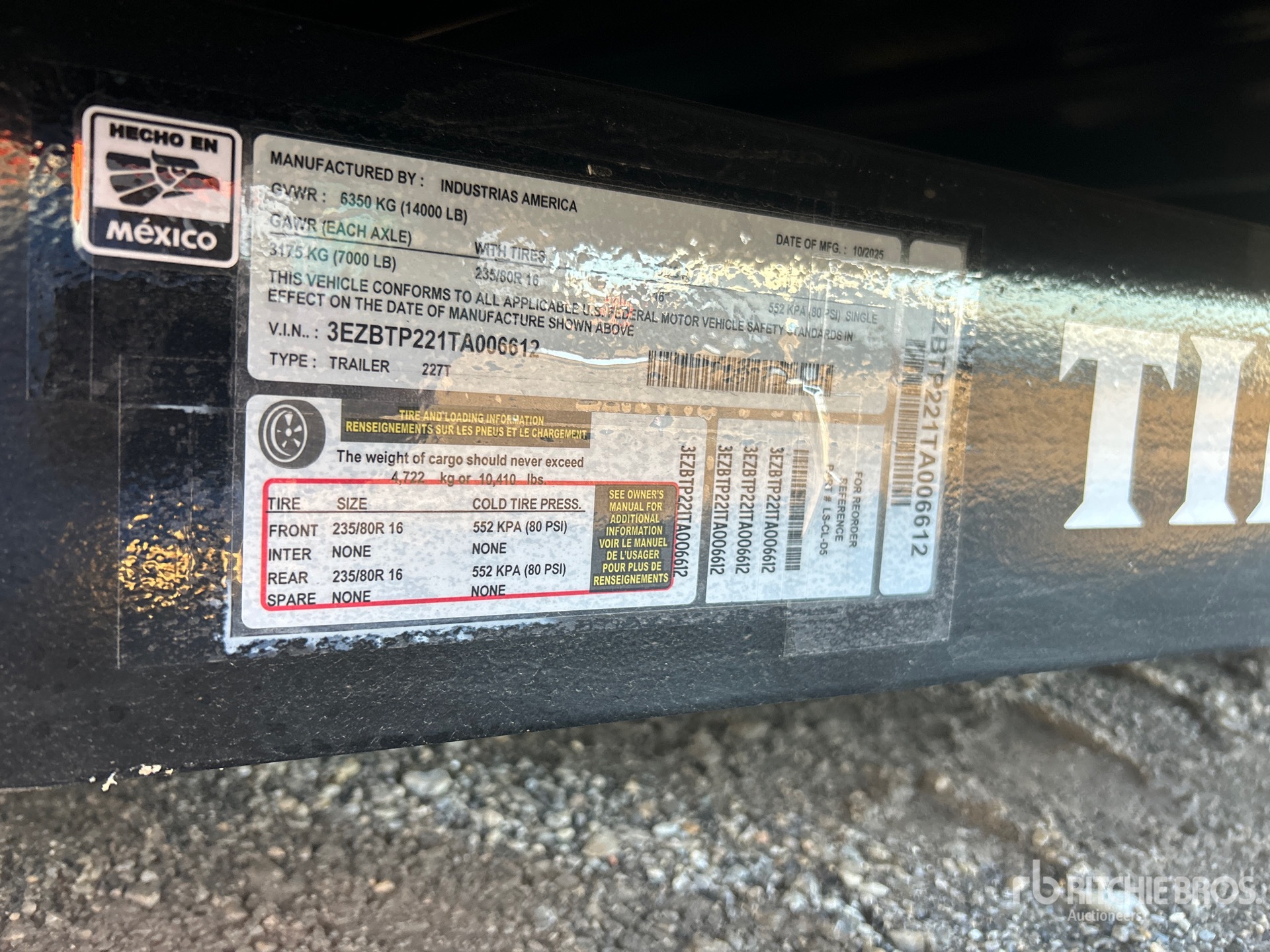 General Appearance with Serial Number / VIN