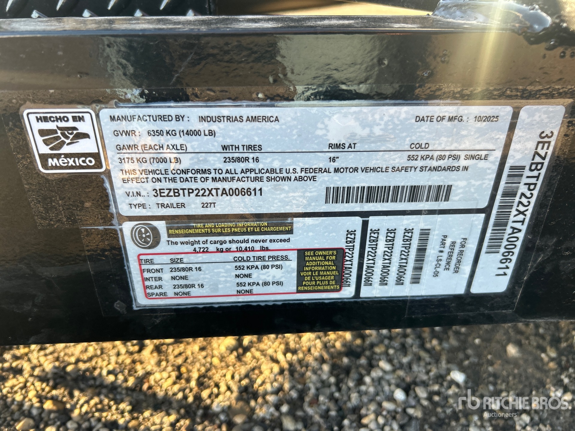 General Appearance with Serial Number / VIN