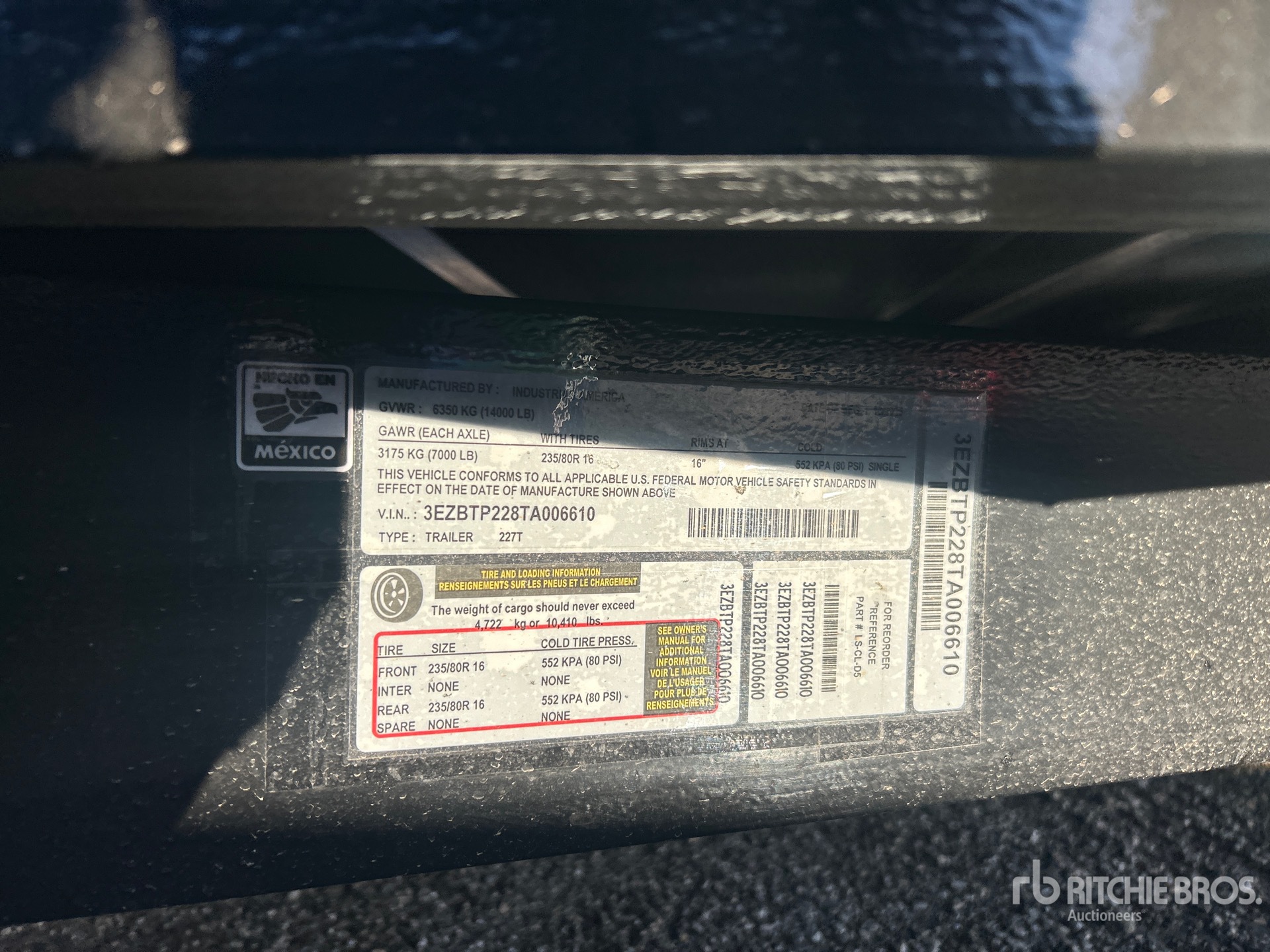 General Appearance with Serial Number / VIN