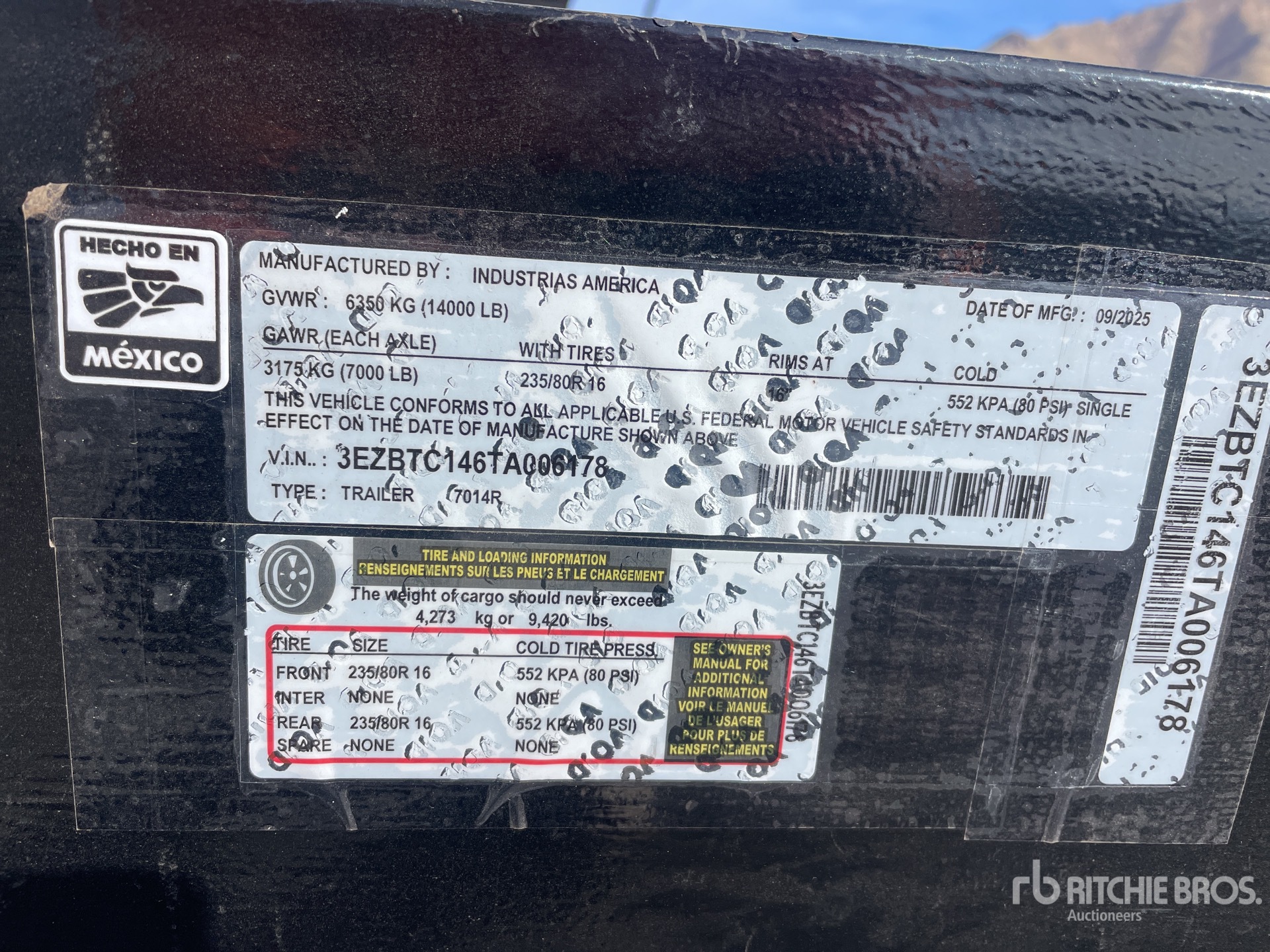 General Appearance with Serial Number / VIN