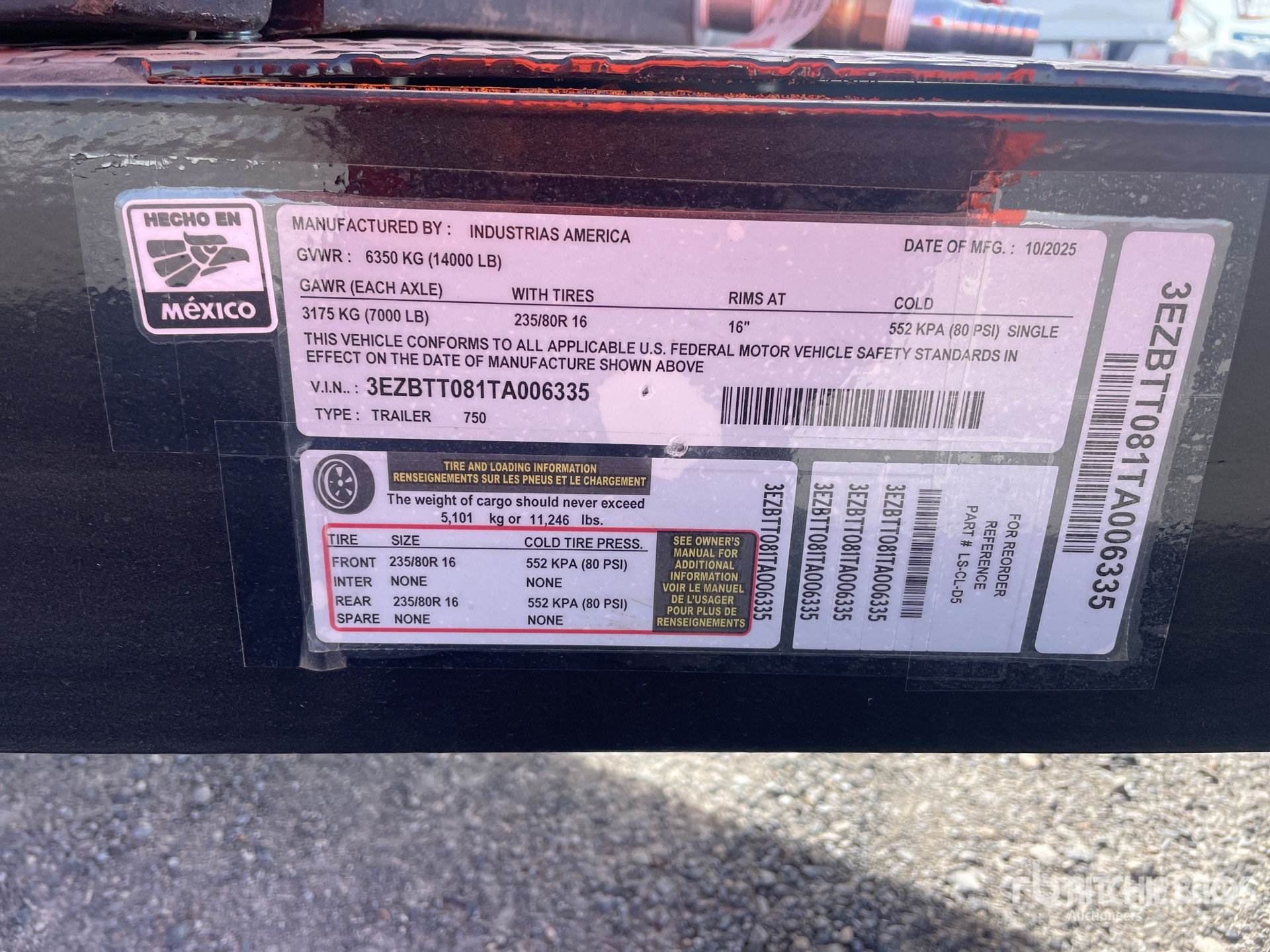 General Appearance with Serial Number / VIN