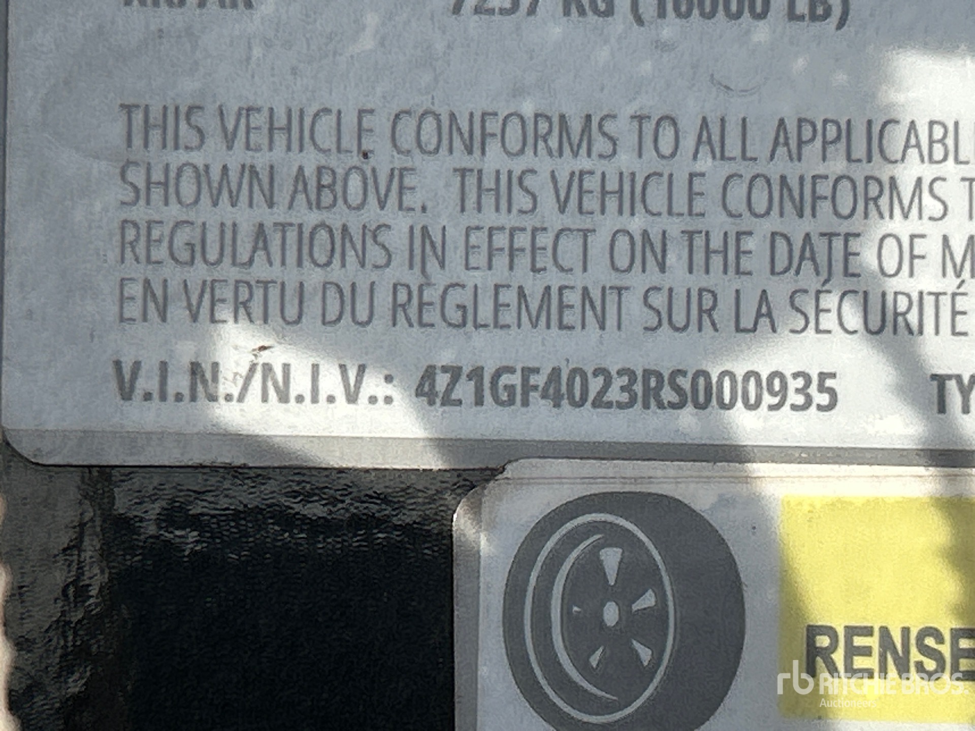 General Appearance with Serial Number / VIN