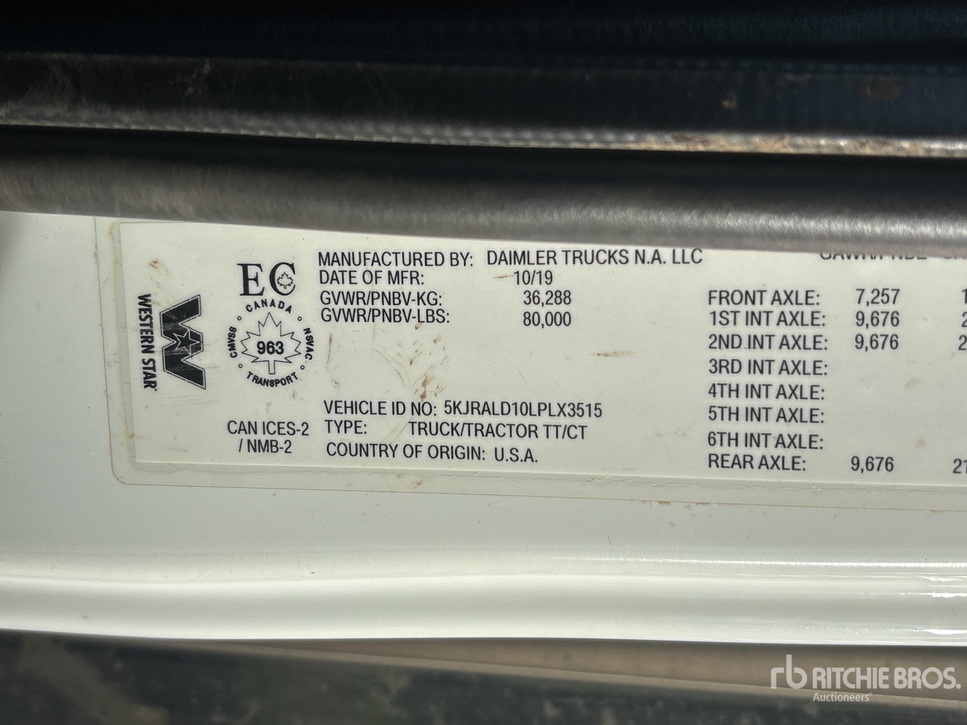 General Appearance with Serial Number / VIN