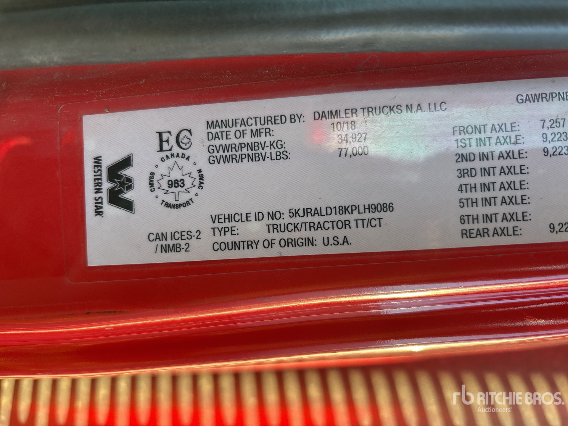 General Appearance with Serial Number / VIN