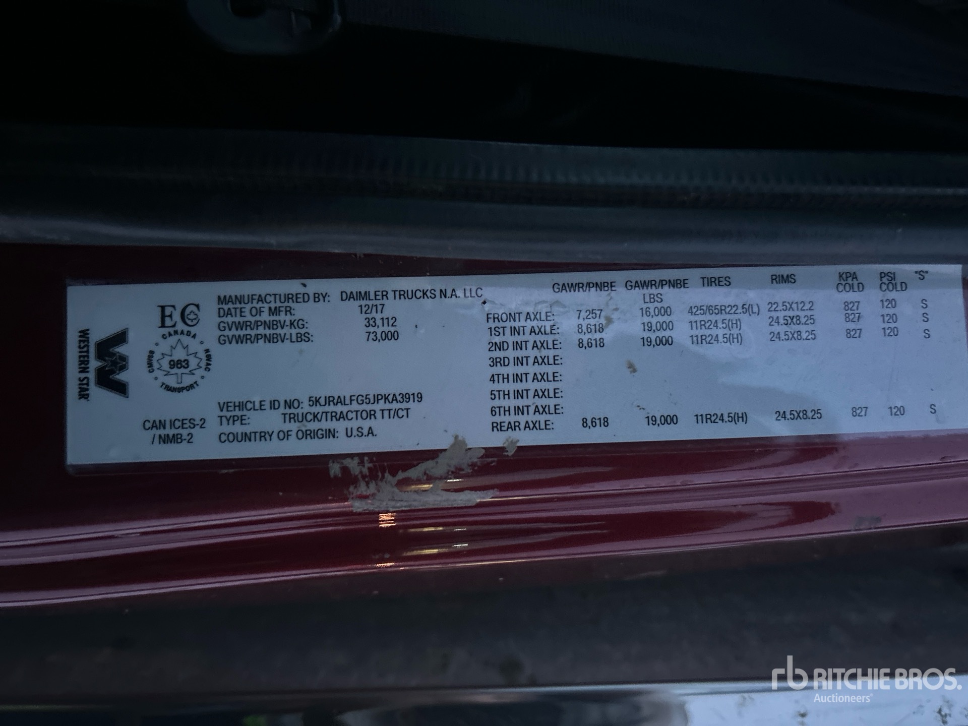 General Appearance with Serial Number / VIN