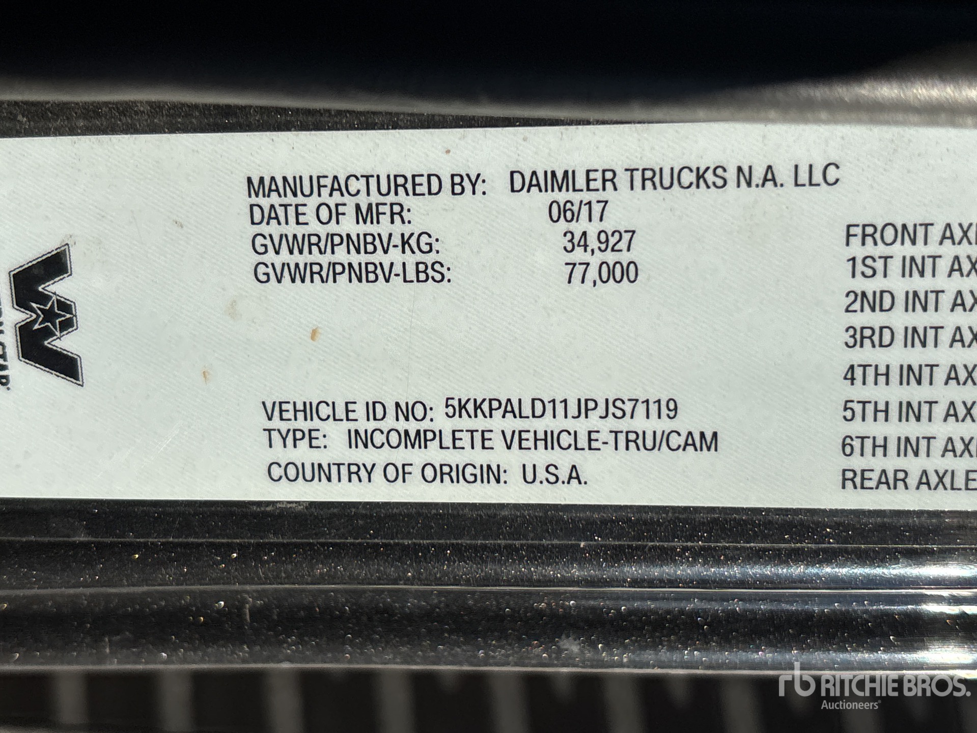 General Appearance with Serial Number / VIN