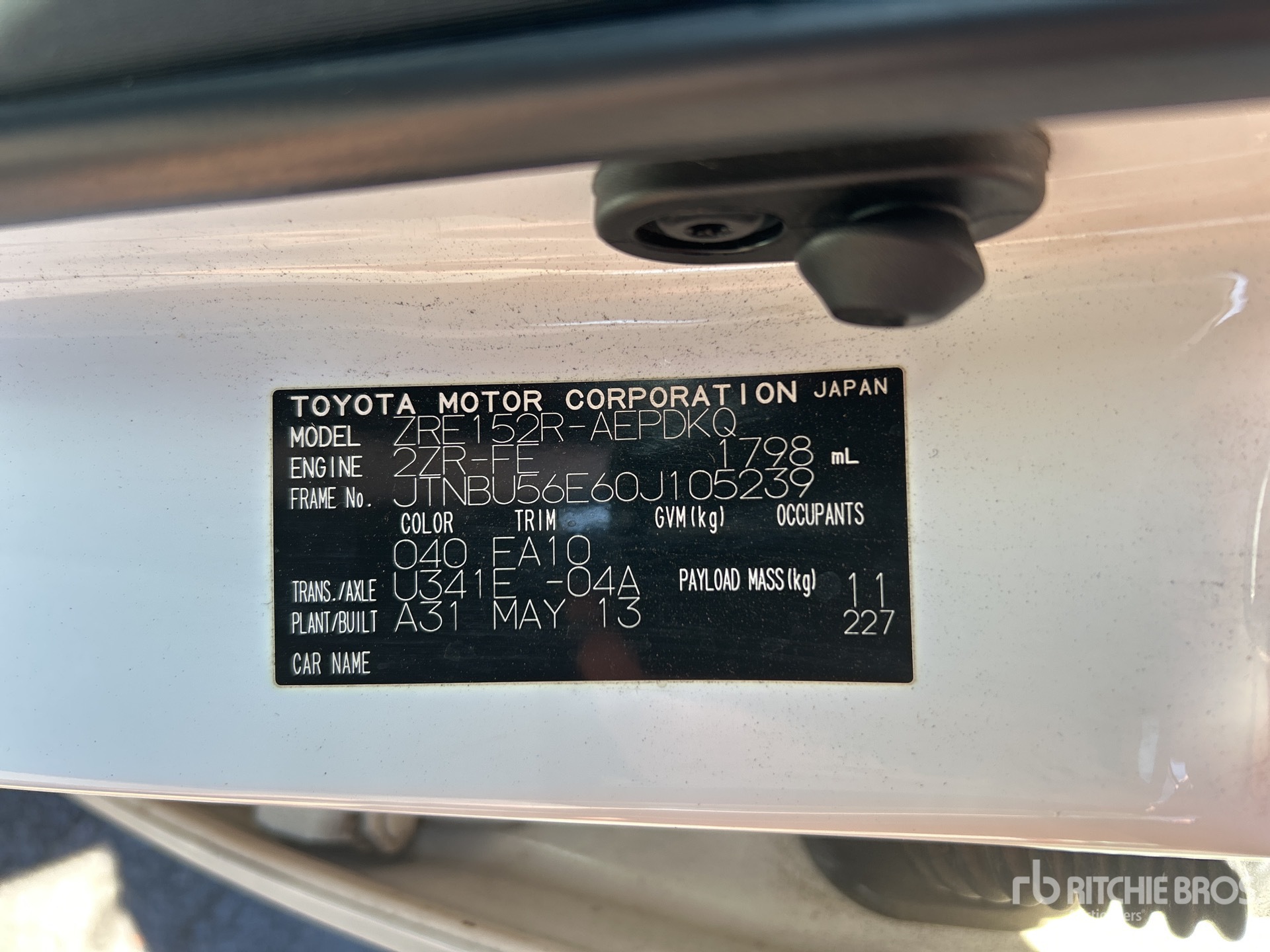 General Appearance with Serial Number / VIN