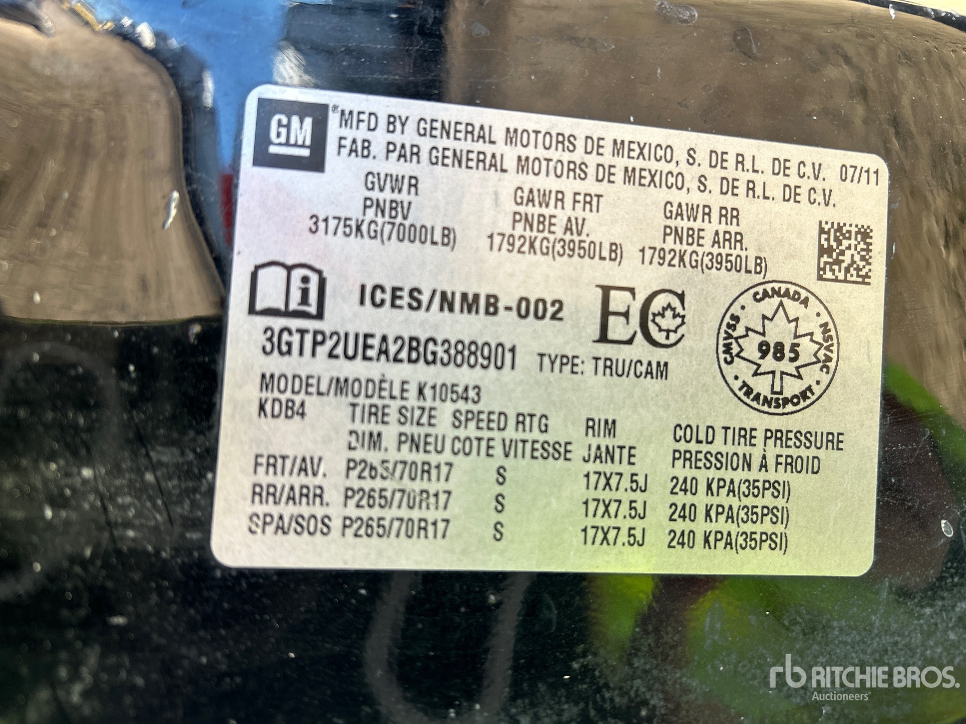 General Appearance with Serial Number / VIN