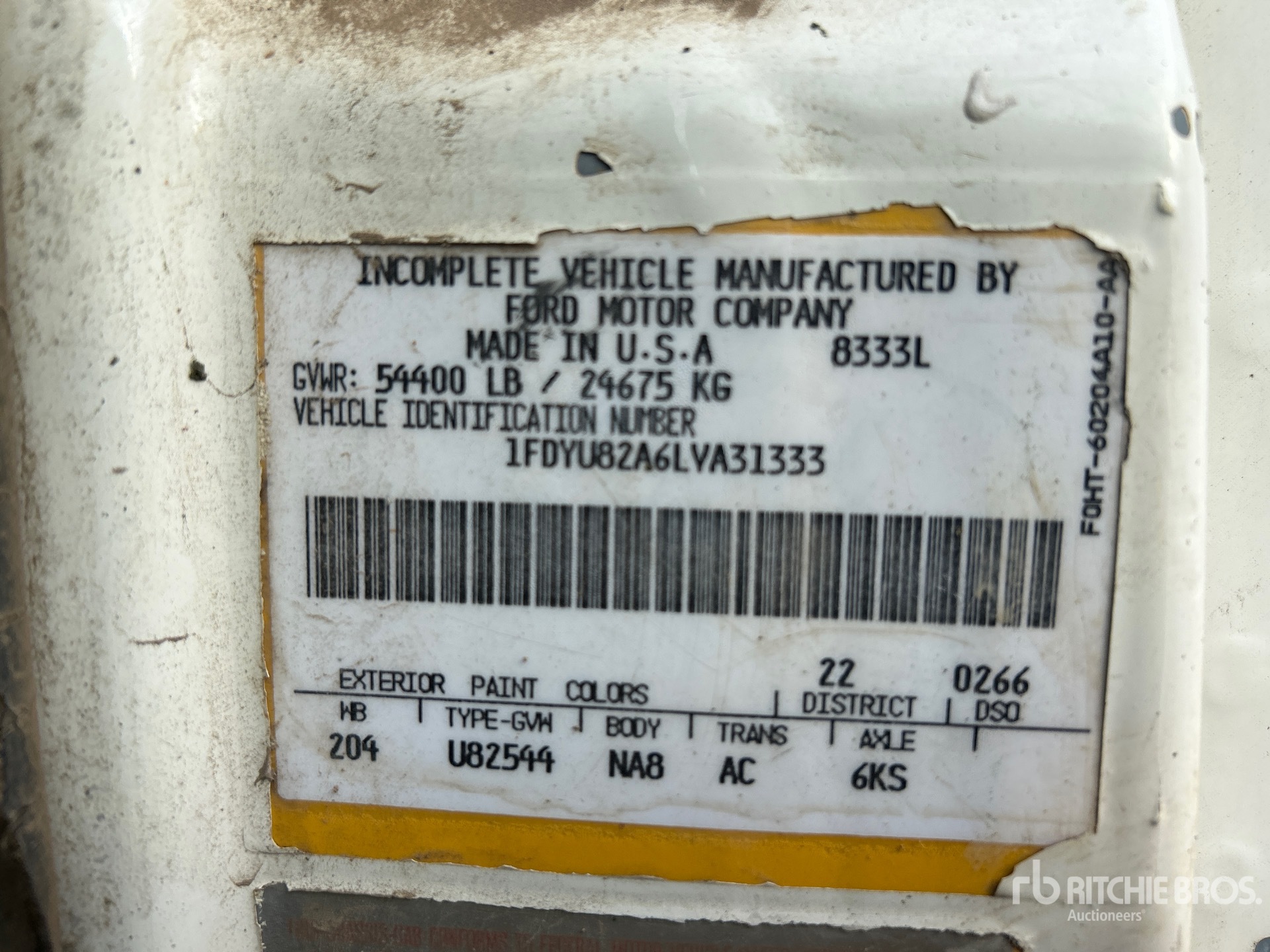 General Appearance with Serial Number / VIN