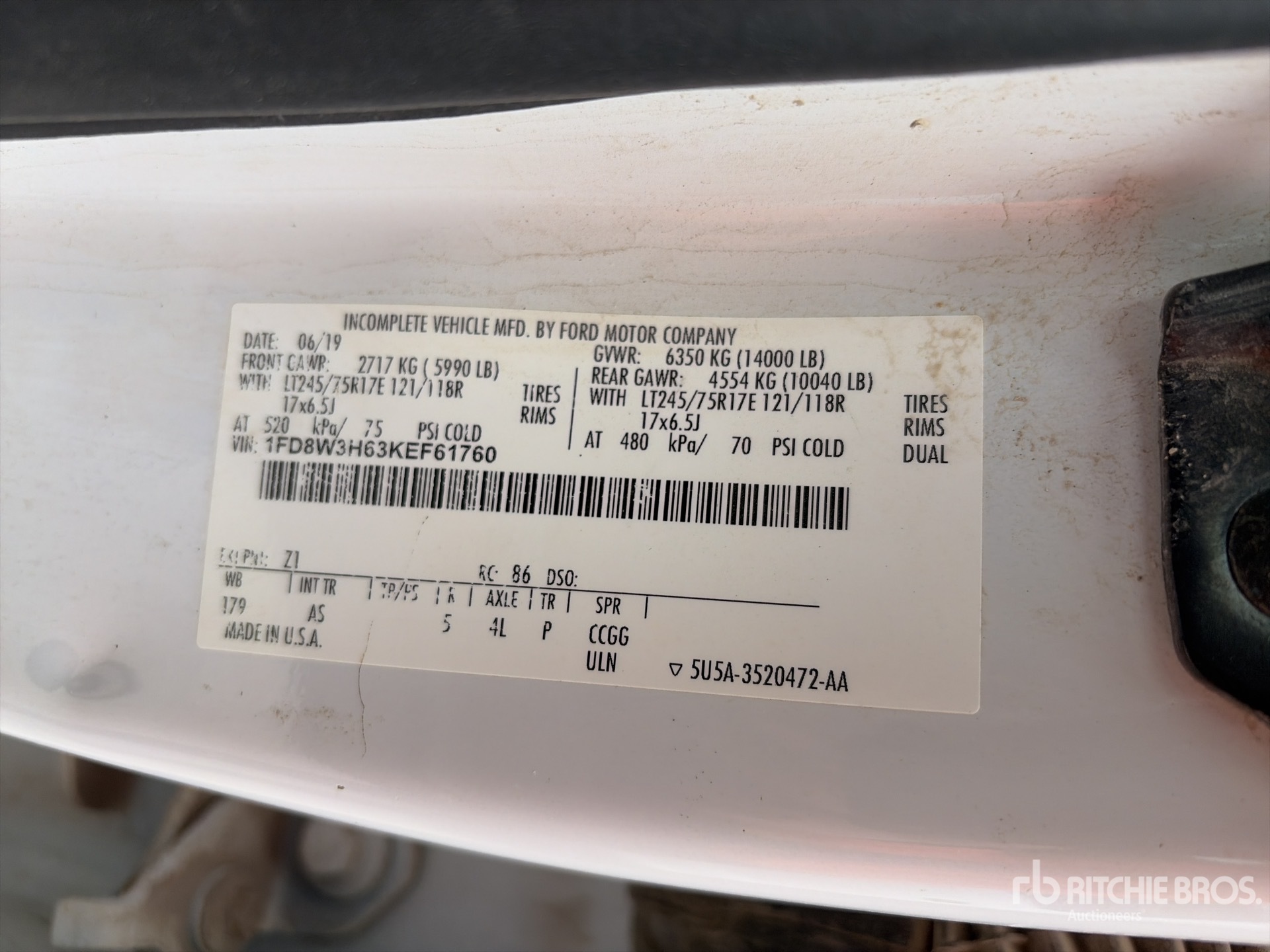 General Appearance with Serial Number / VIN