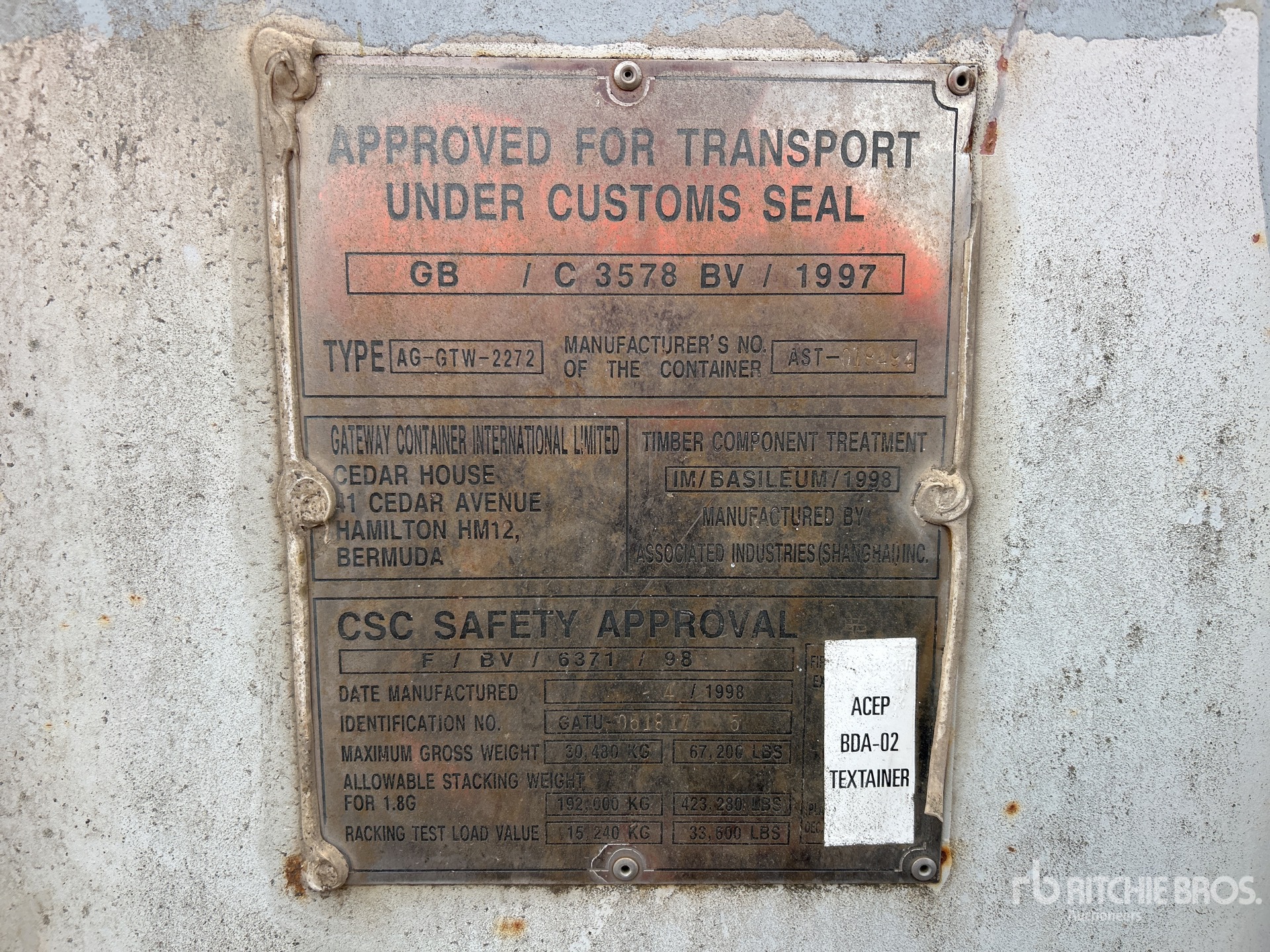 General Appearance with Serial Number / VIN