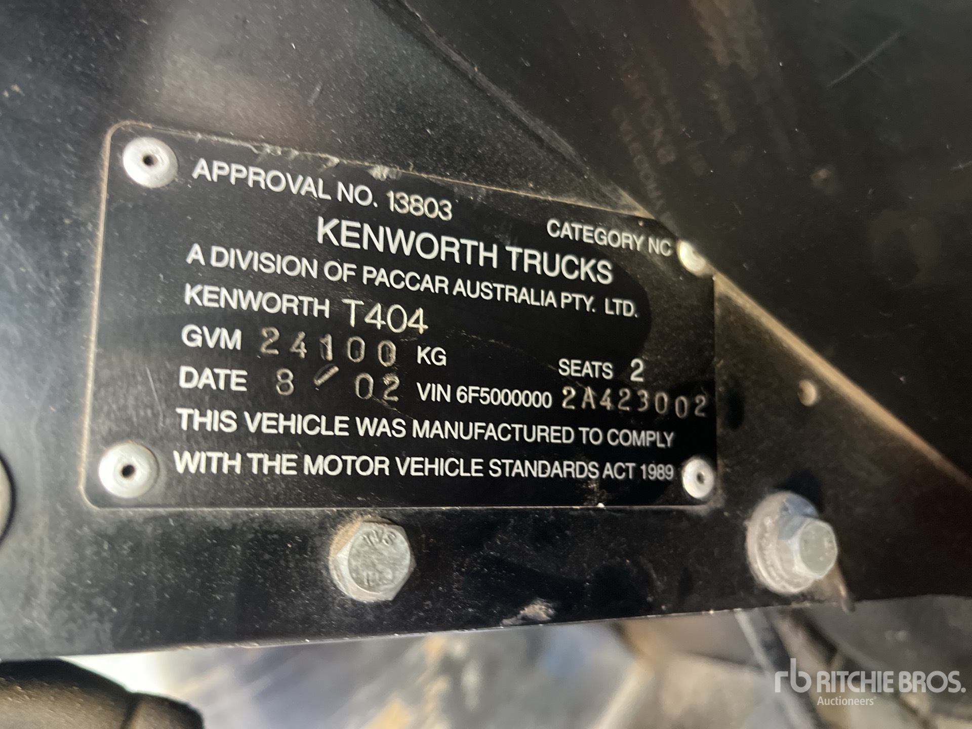 General Appearance with Serial Number / VIN