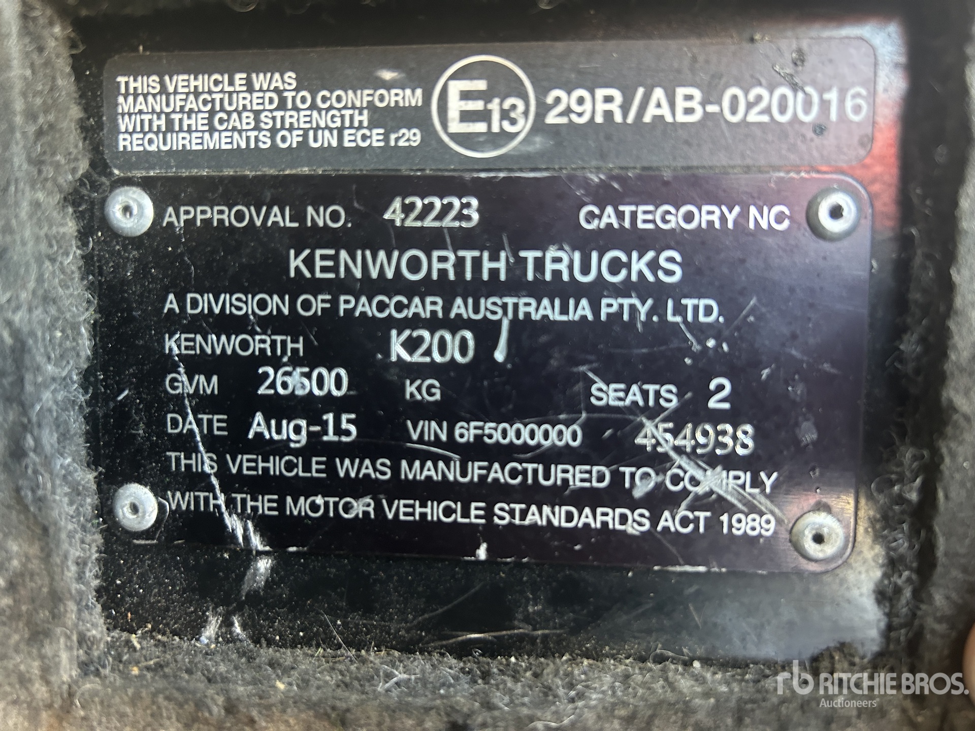 General Appearance with Serial Number / VIN