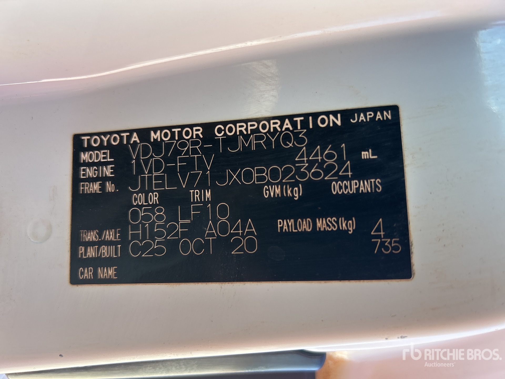 General Appearance with Serial Number / VIN