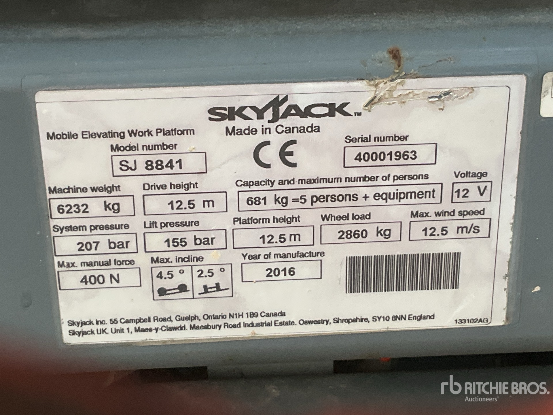 General Appearance with Serial Number / VIN