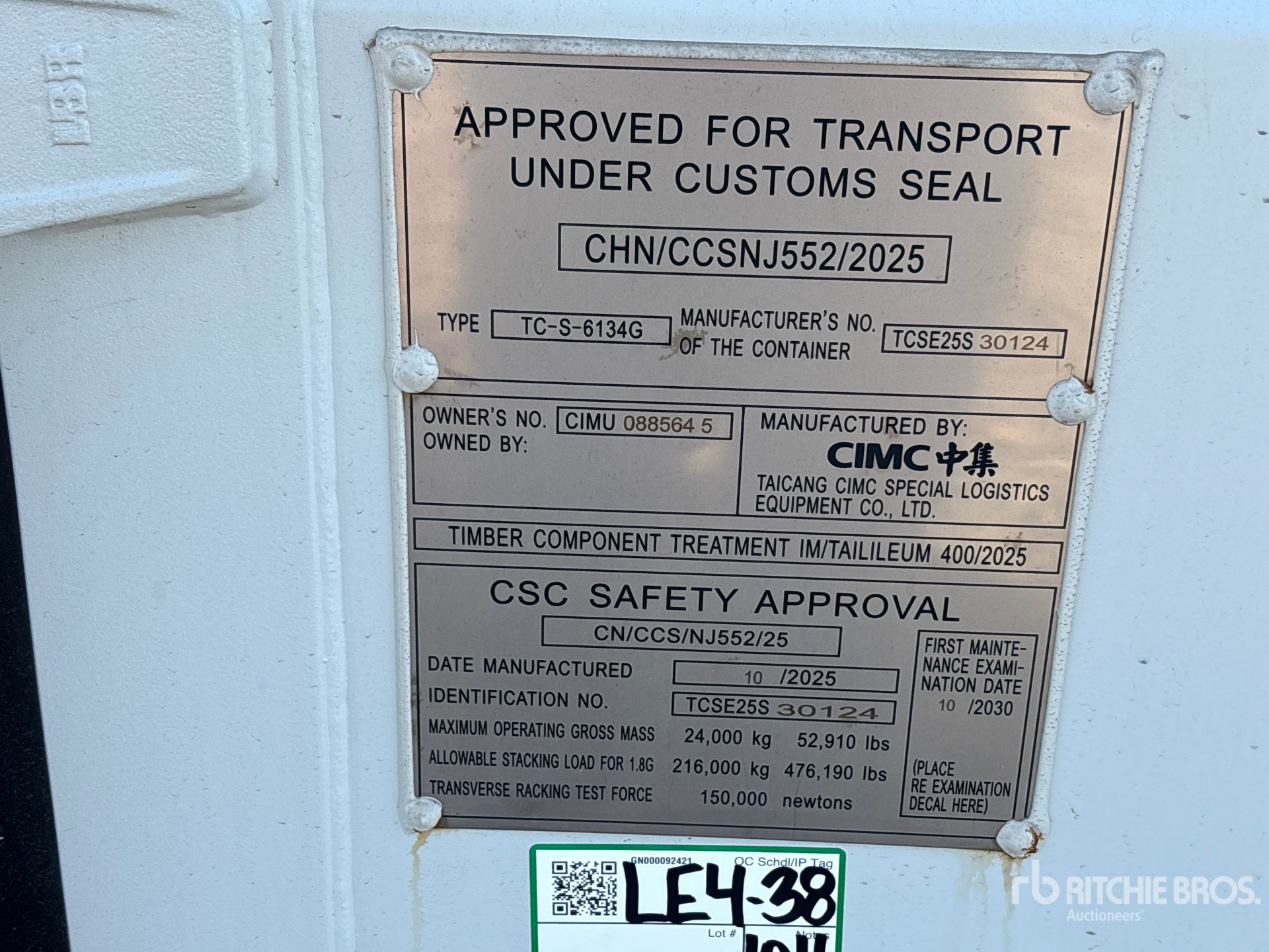 General Appearance with Serial Number / VIN