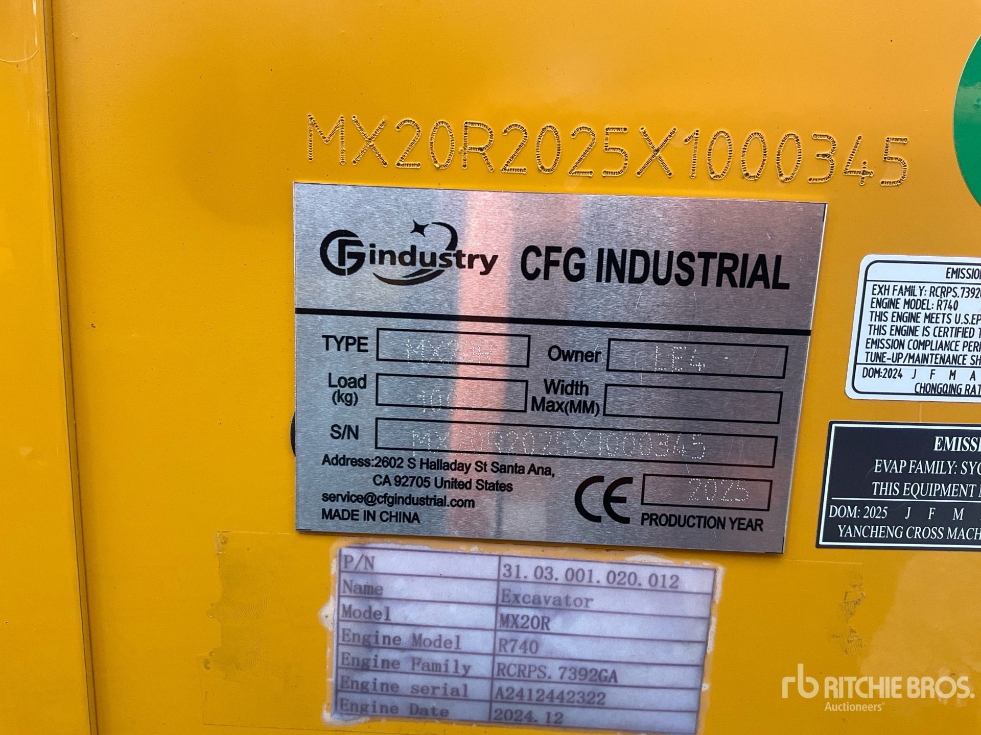 General Appearance with Serial Number / VIN