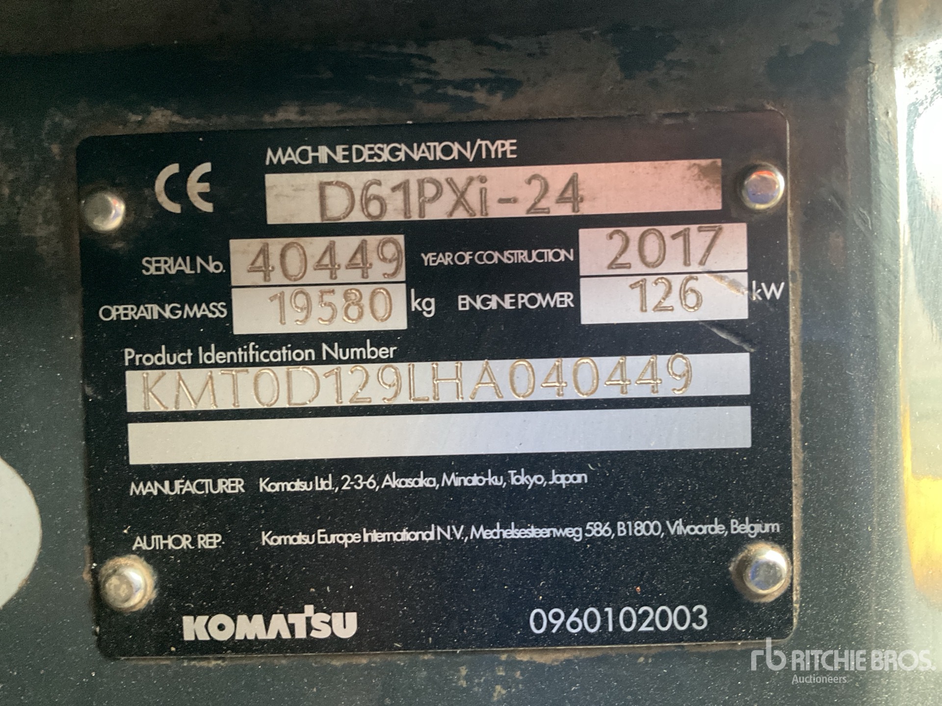 General Appearance with Serial Number / VIN