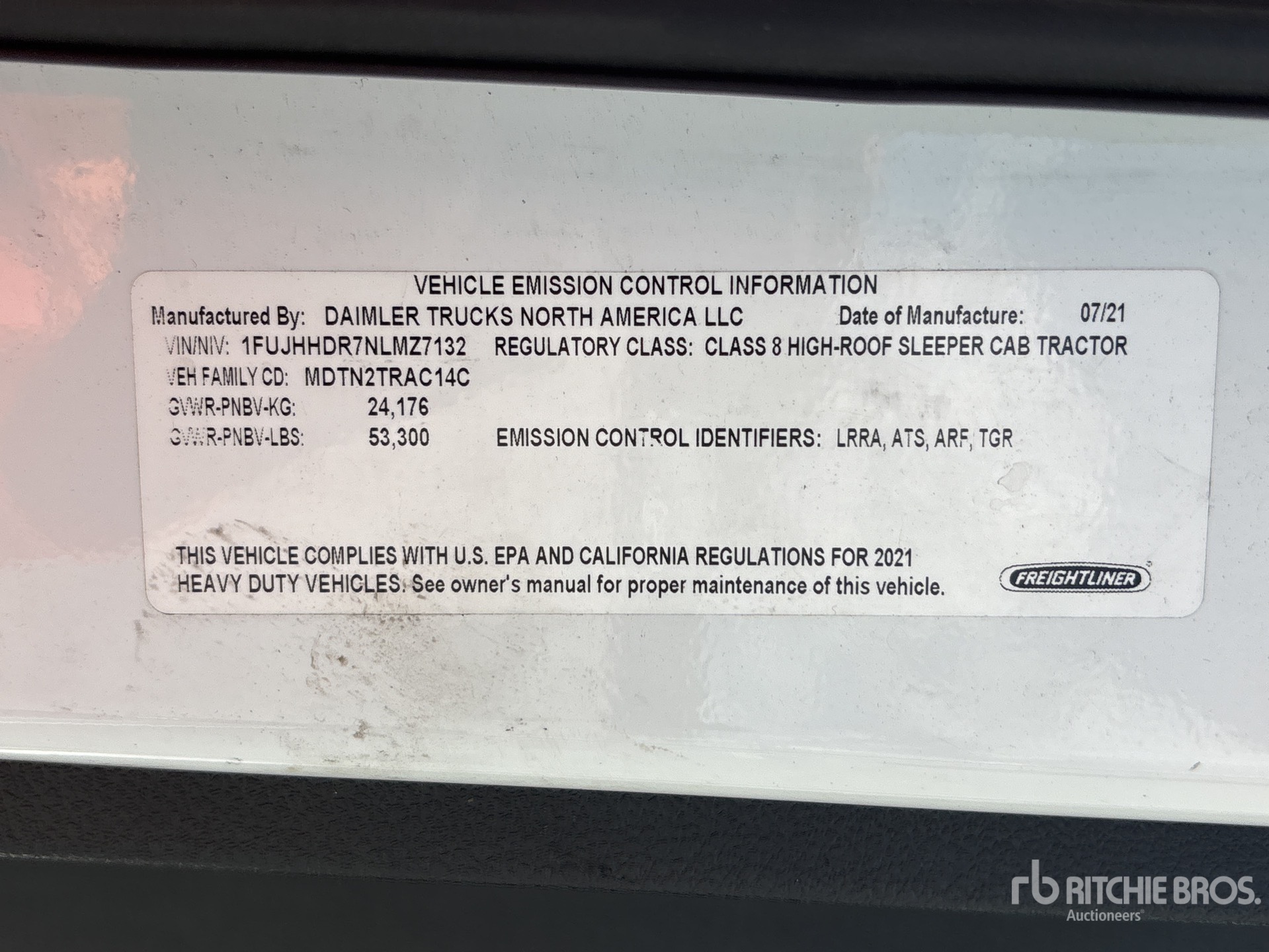 General Appearance with Serial Number / VIN