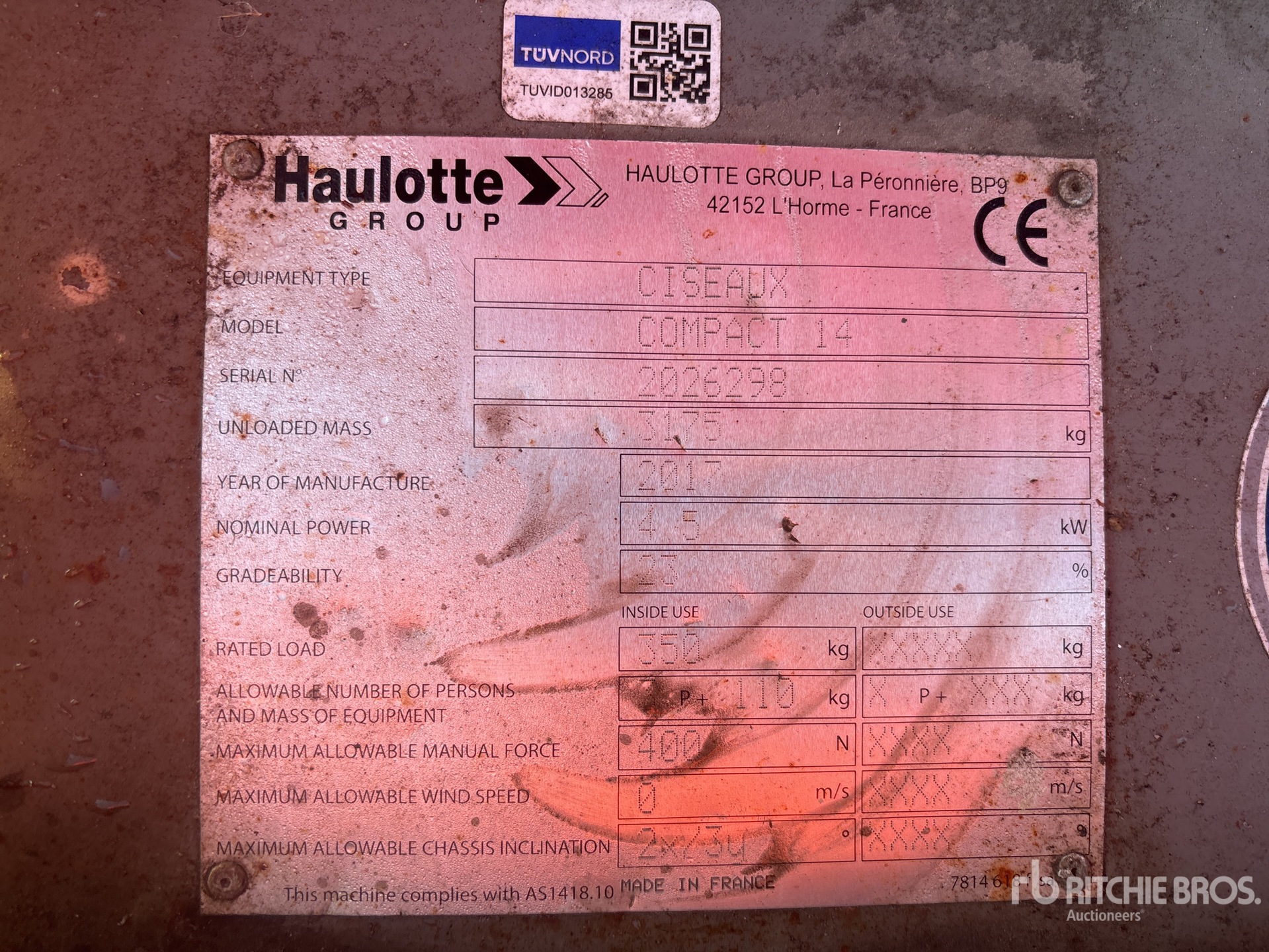 General Appearance with N.º de serie/VIN