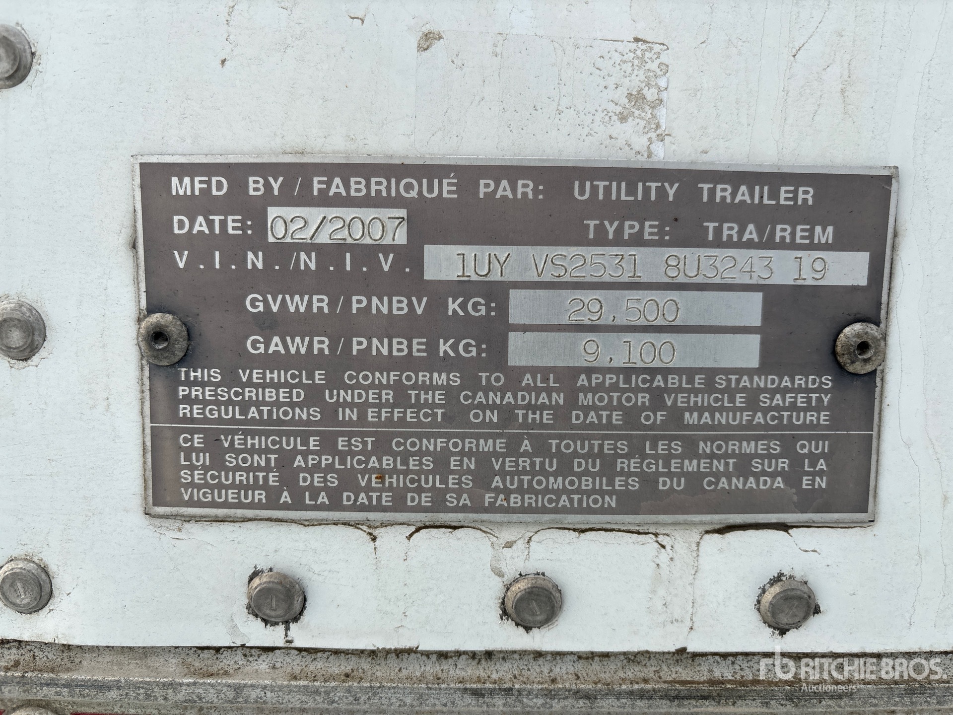 General Appearance with Serial Number / VIN