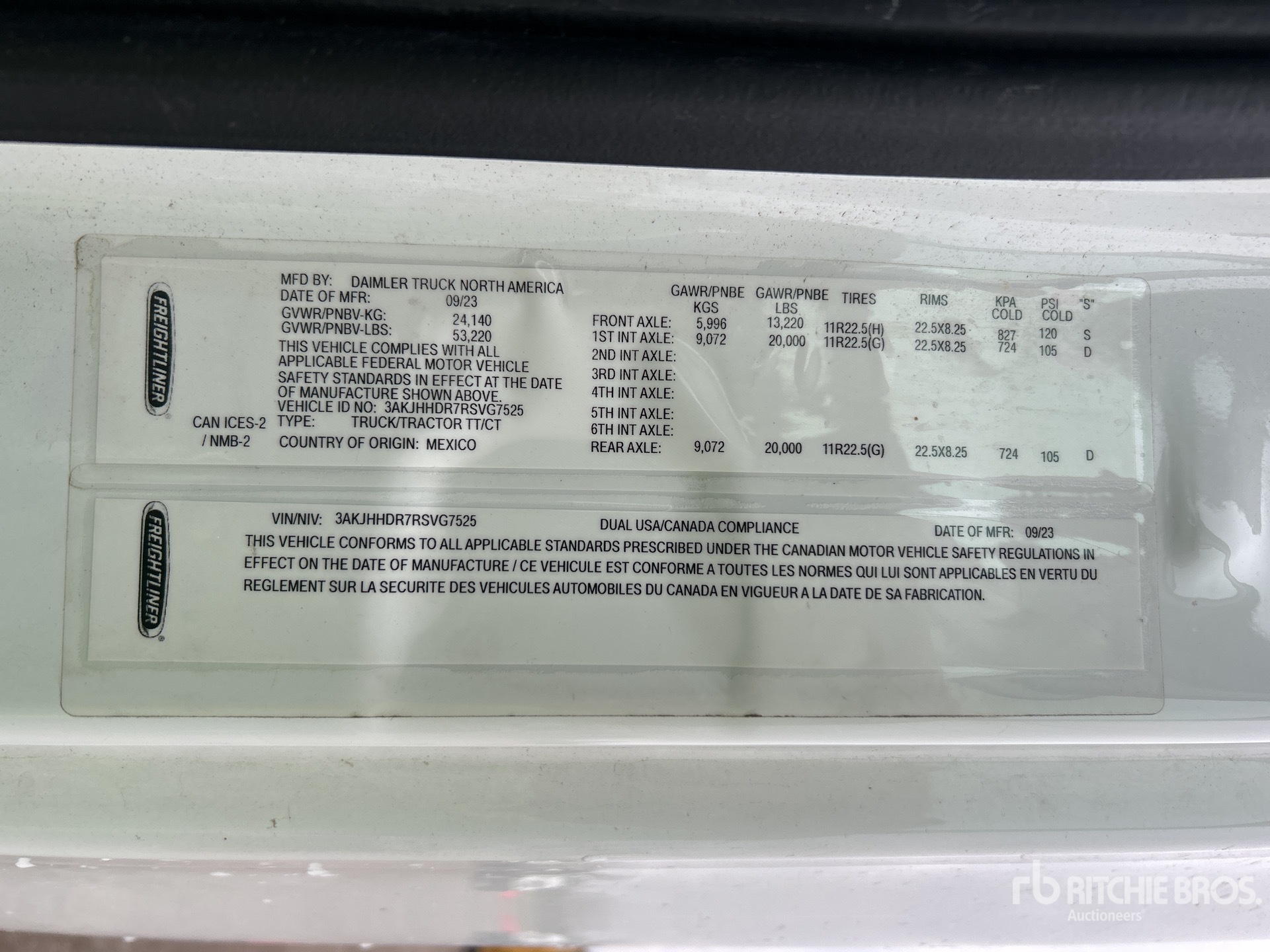 General Appearance with Serial Number / VIN