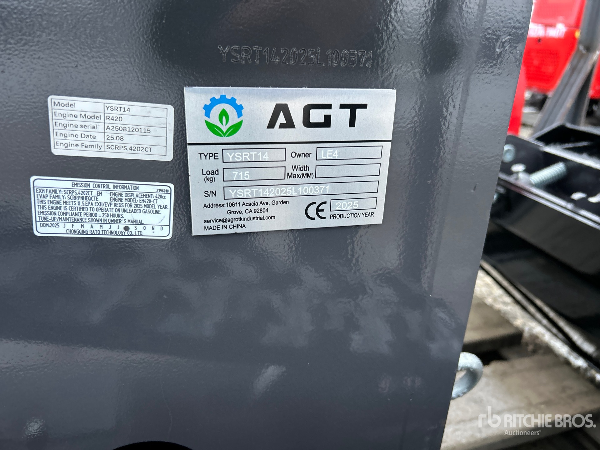 General Appearance with Serial Number / VIN