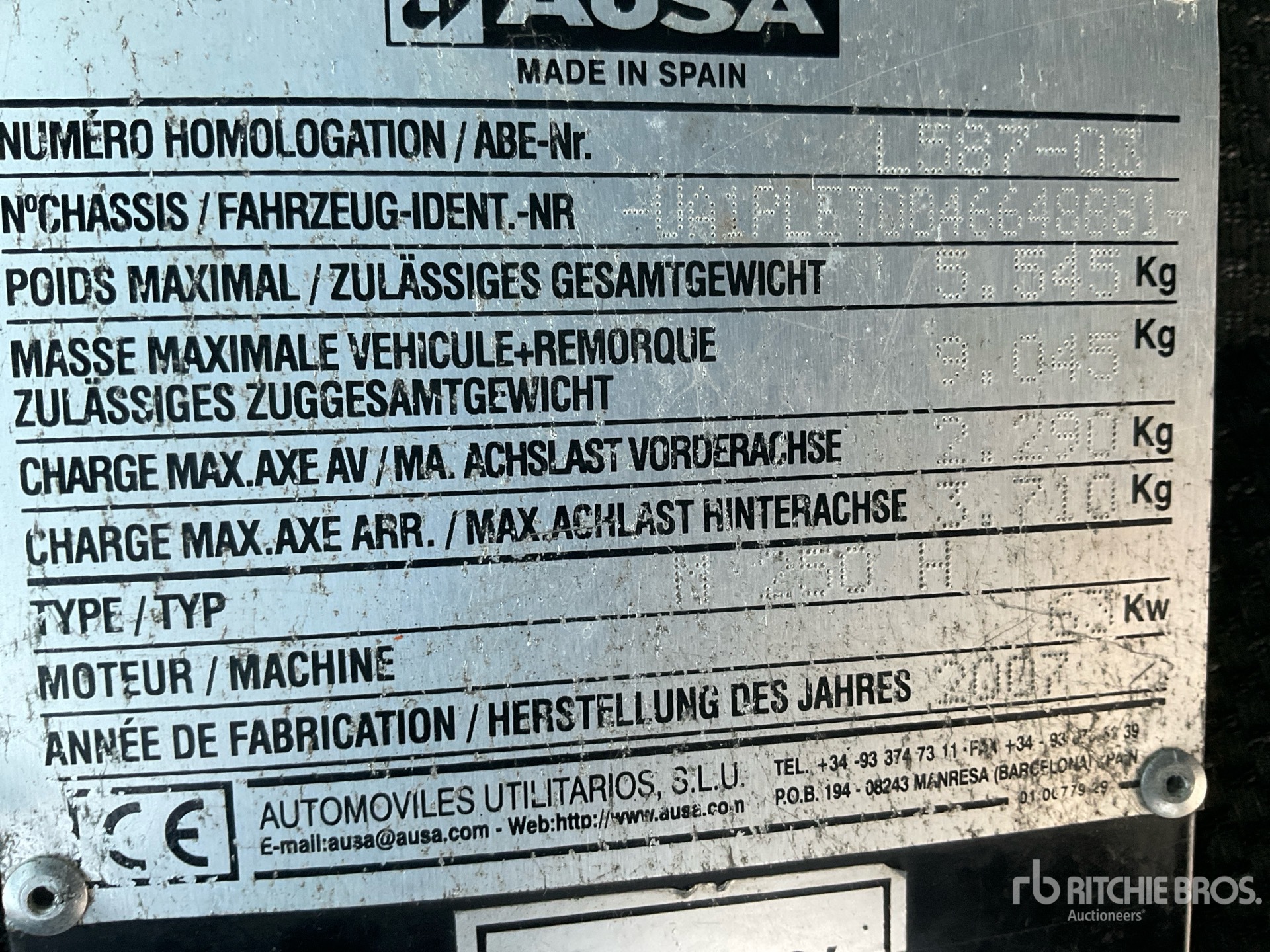 General Appearance with Serial Number / VIN