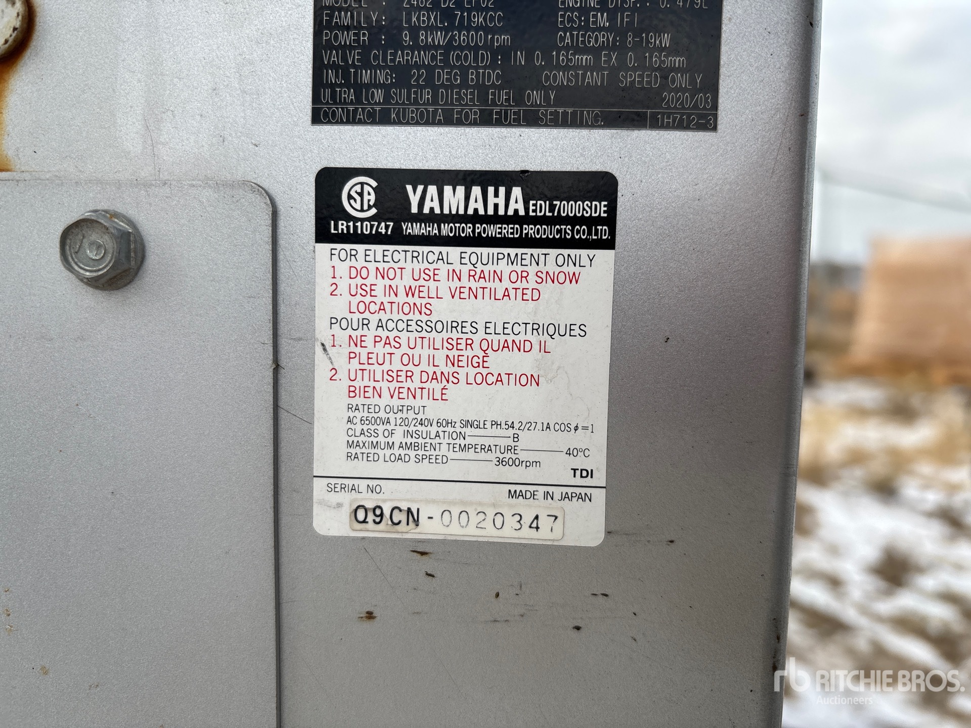 General Appearance with Serial Number / VIN