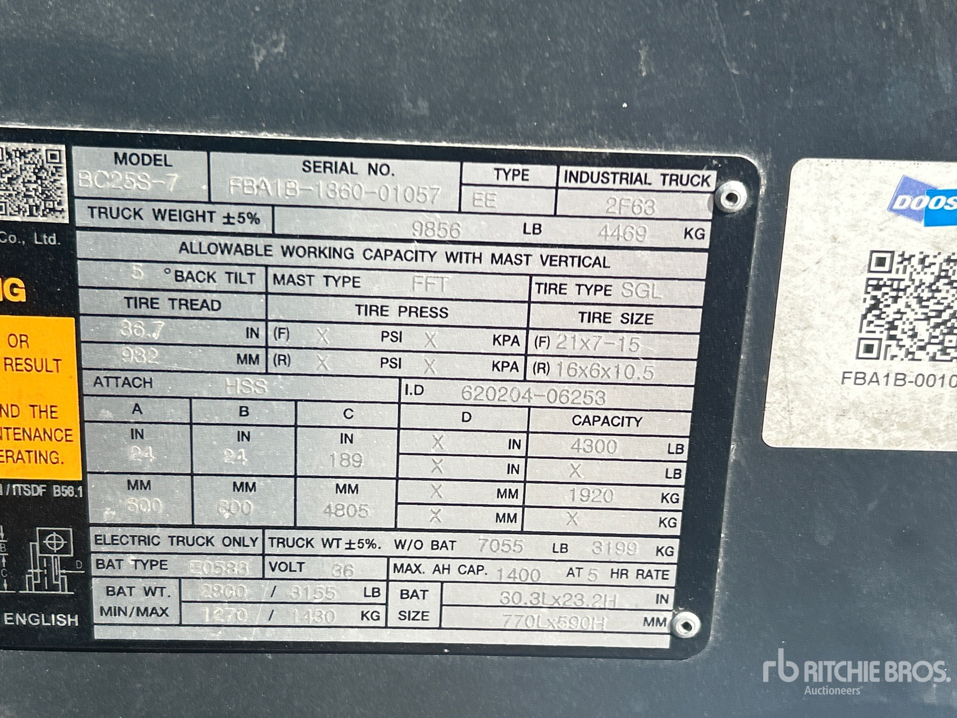 General Appearance with Serial Number / VIN