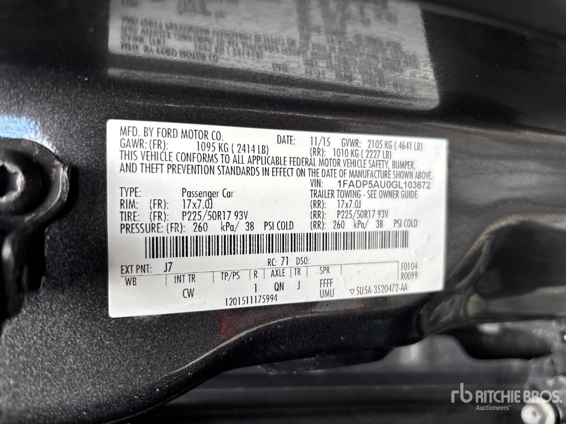 General Appearance with Serial Number / VIN