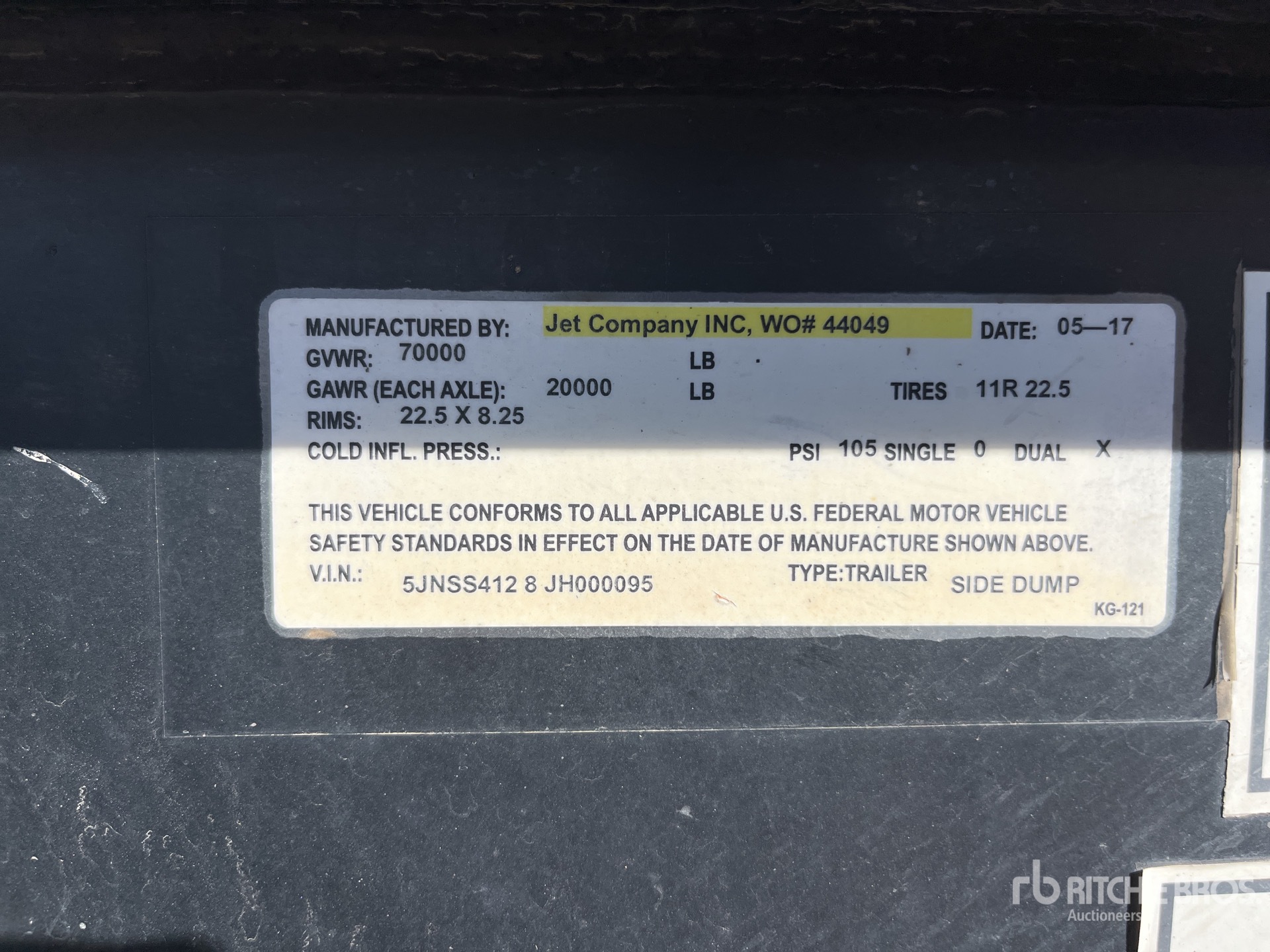 General Appearance with Serial Number / VIN