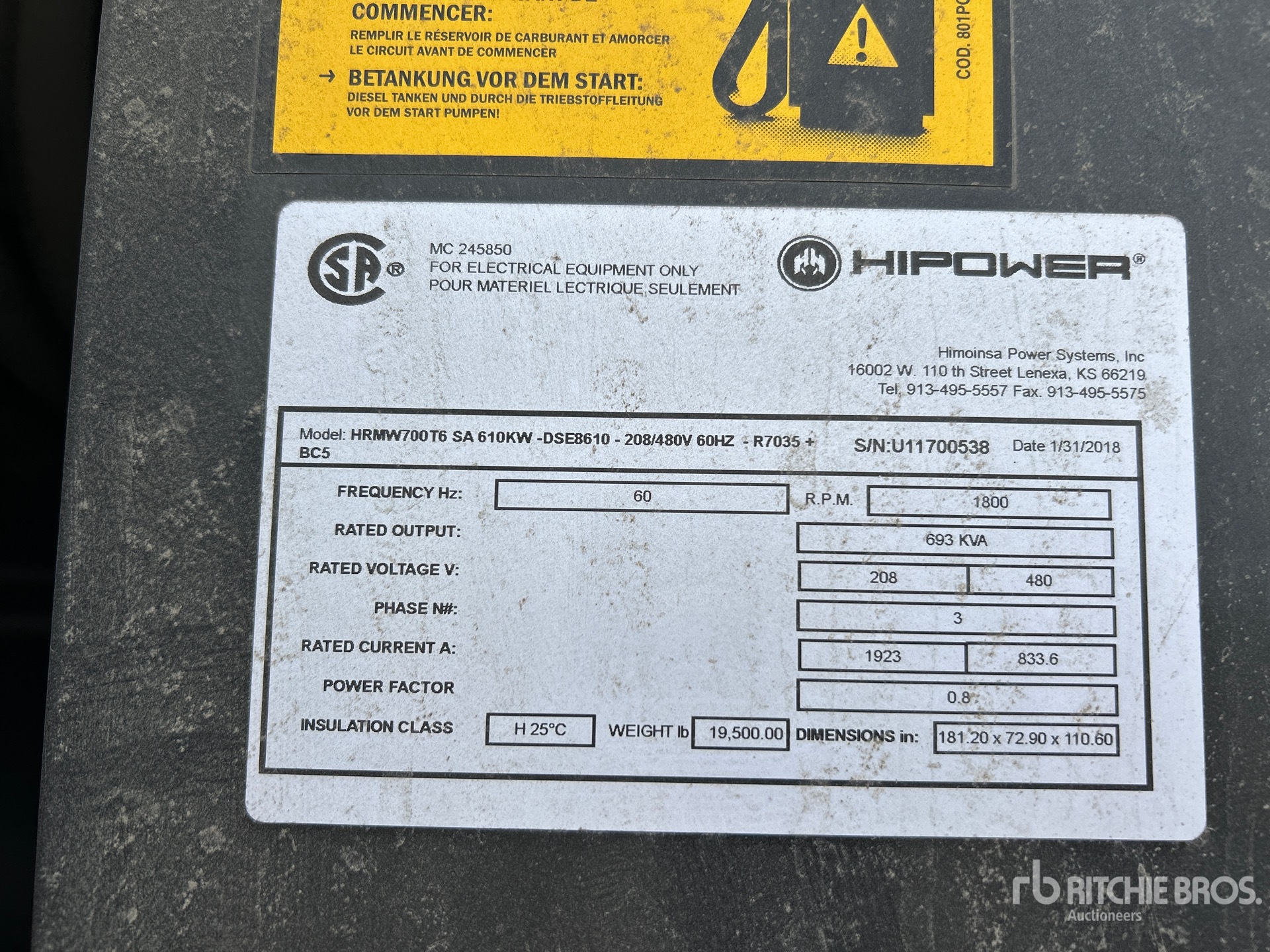 General Appearance with Numero seriale/numero d’identificazione del veicolo (VIN)