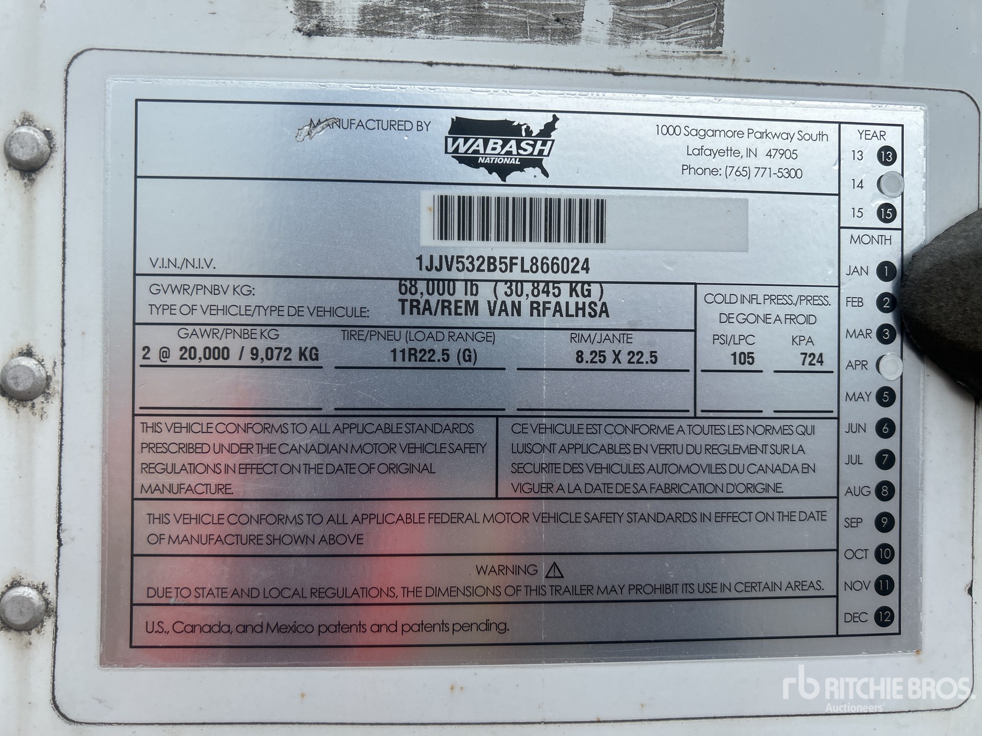 General Appearance with Serial Number / VIN