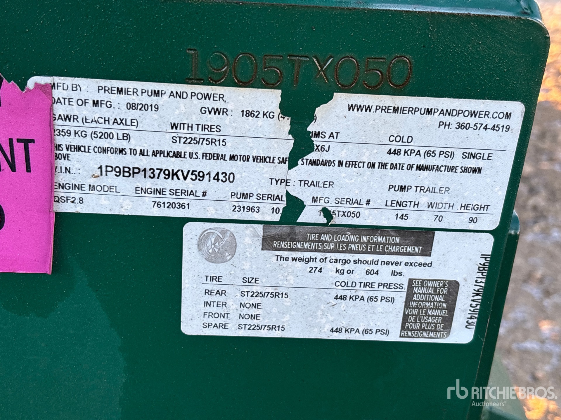 General Appearance with Serial Number / VIN