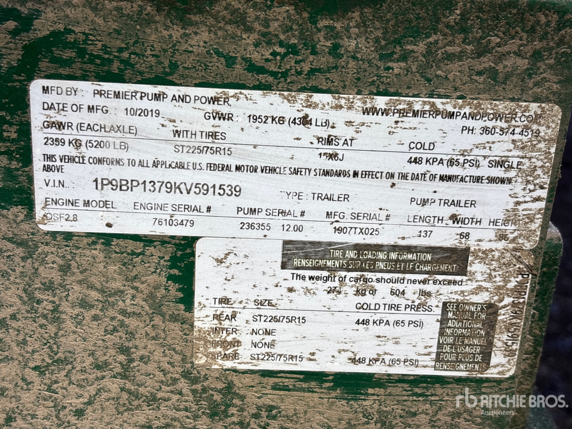 General Appearance with N.º de serie/VIN