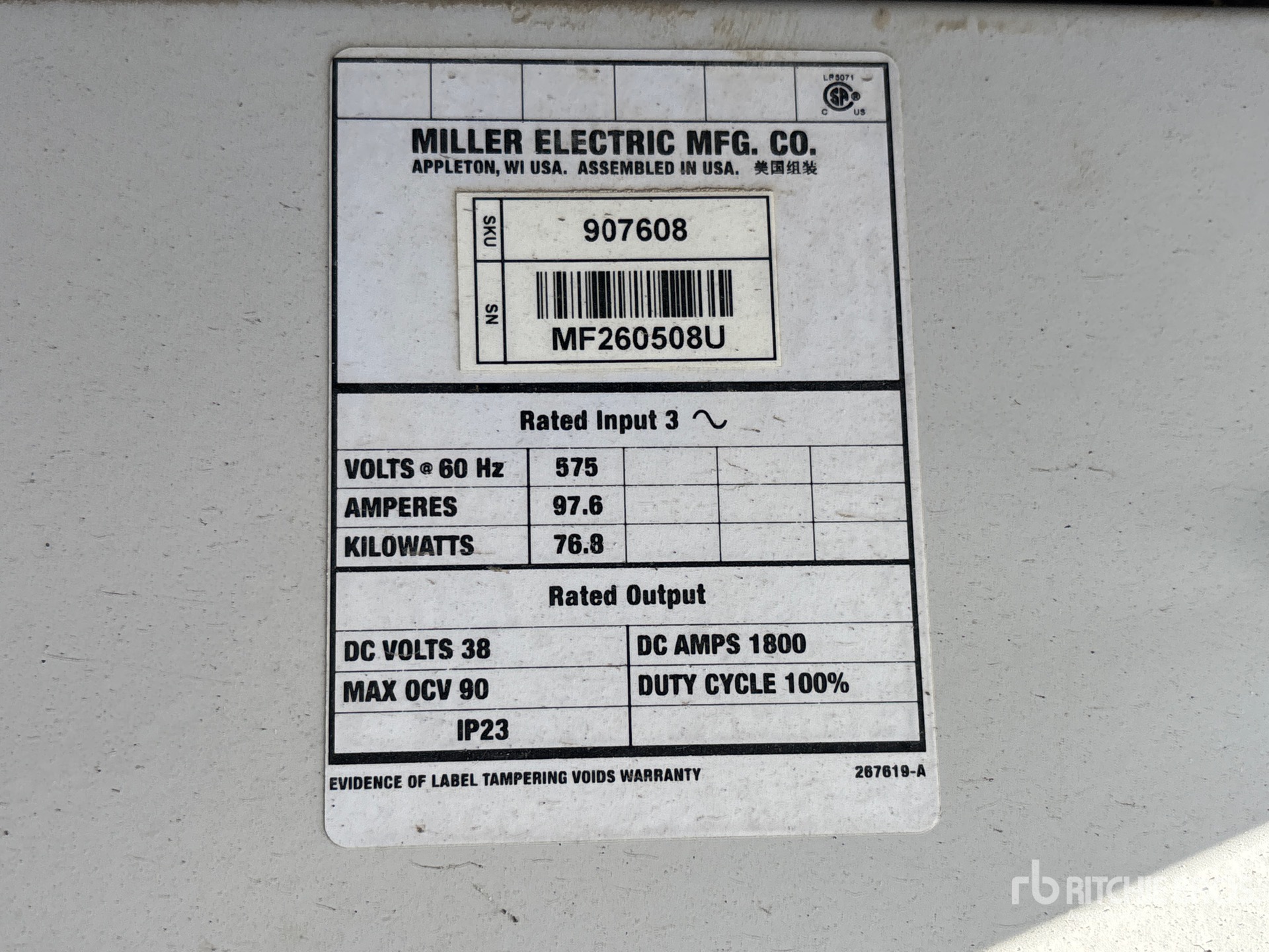 General Appearance with Serial Number / VIN