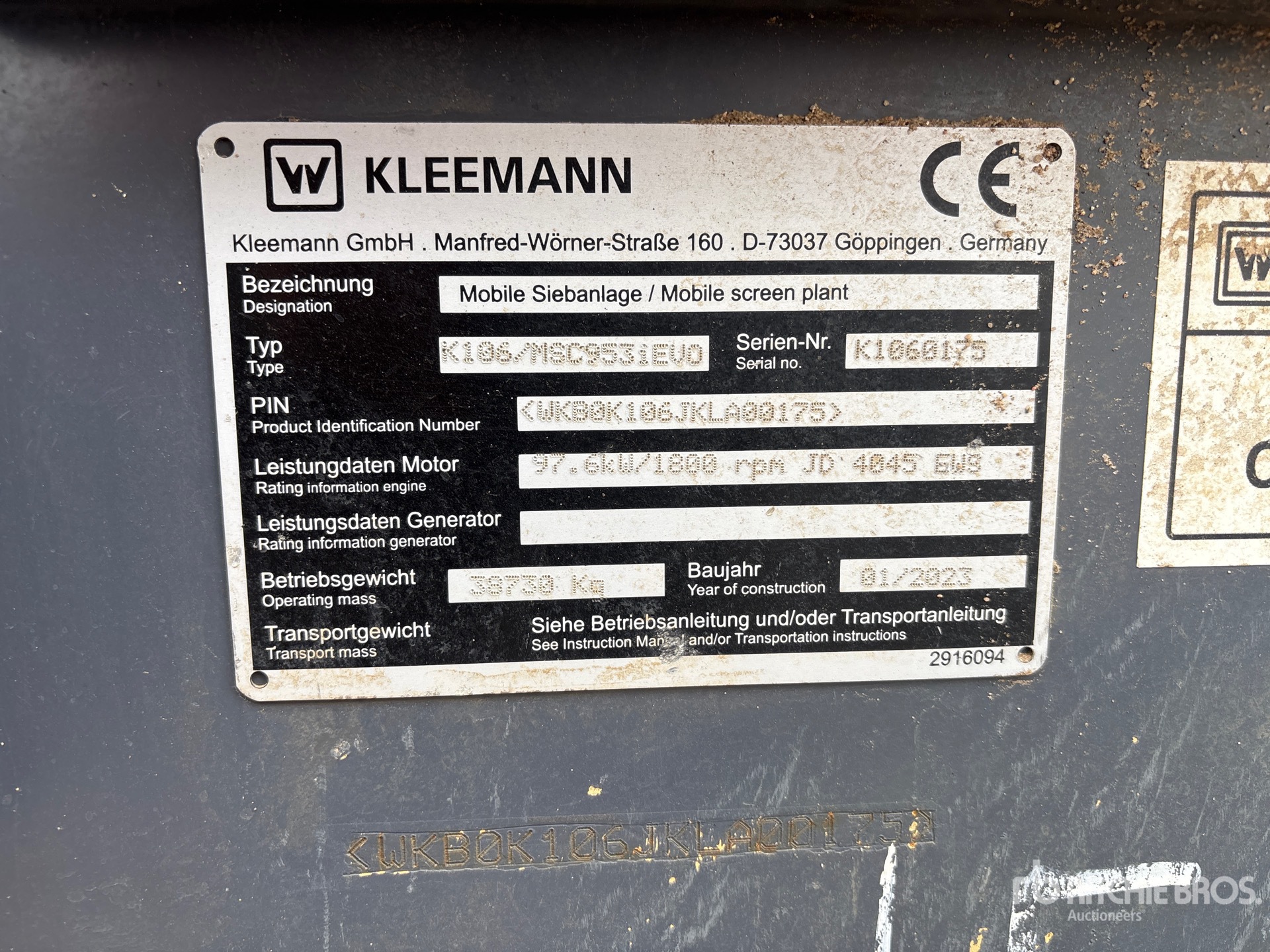 General Appearance with Serial Number / VIN