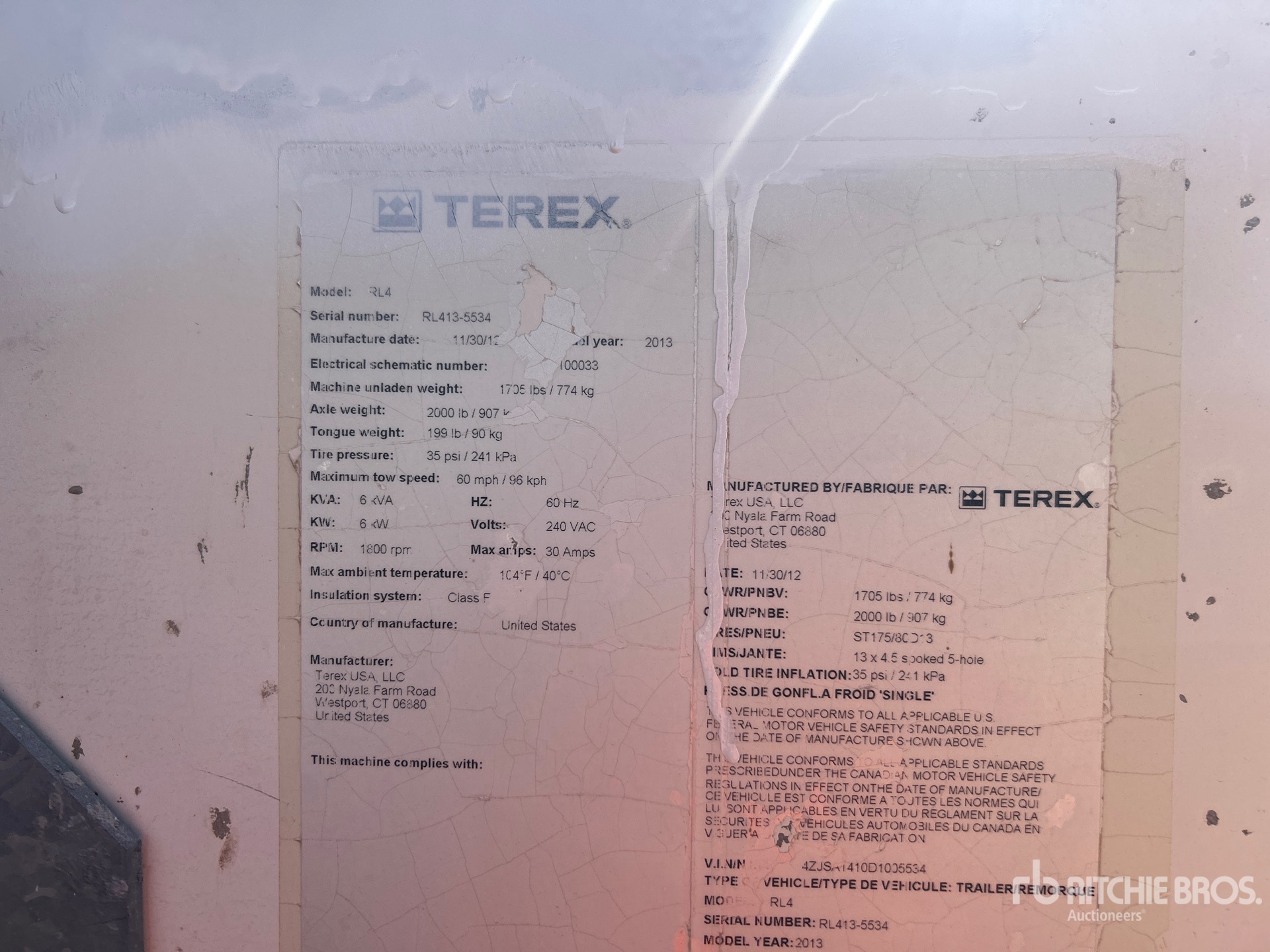 General Appearance with Serial Number / VIN