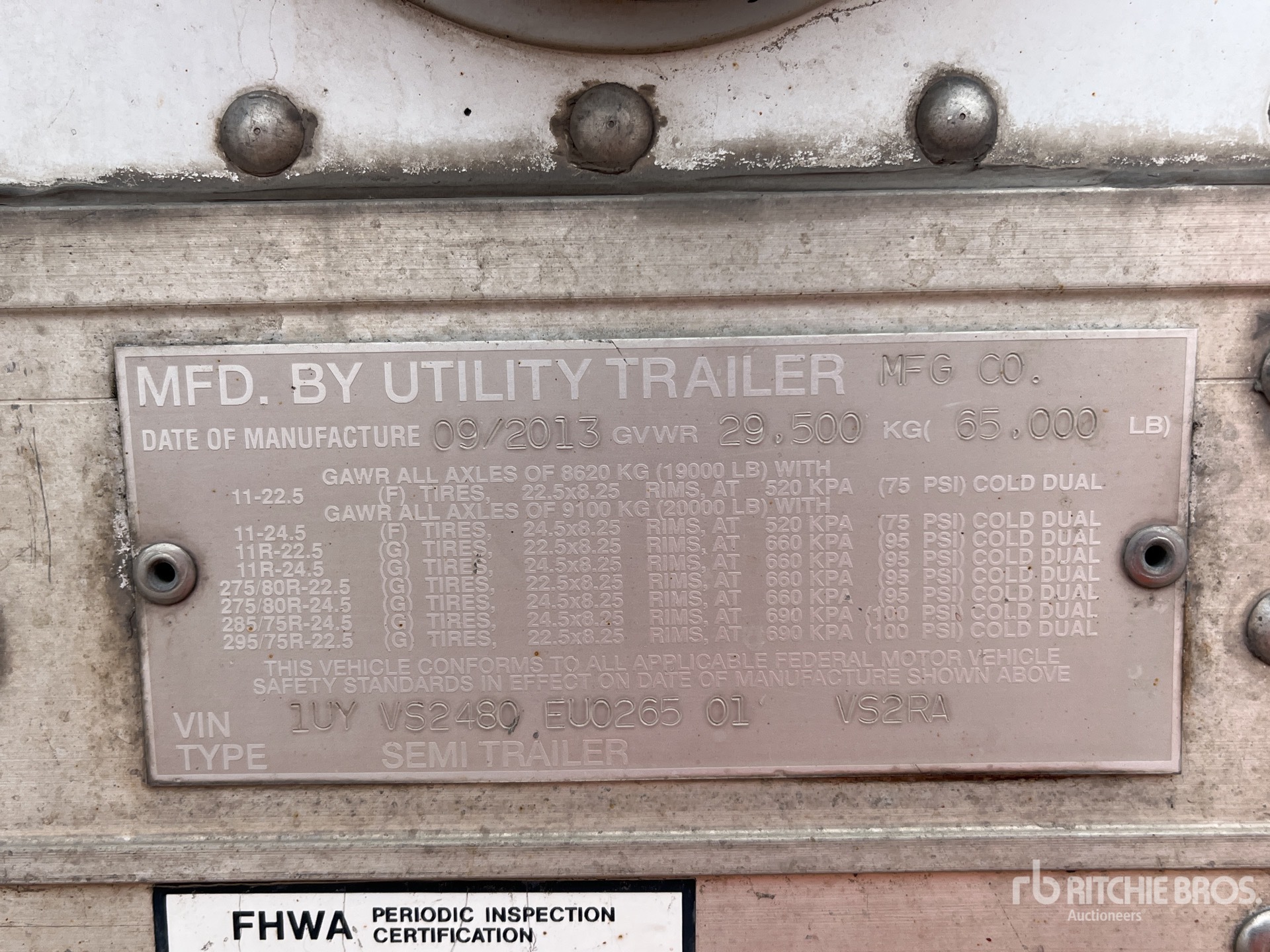 General Appearance with Serial Number / VIN