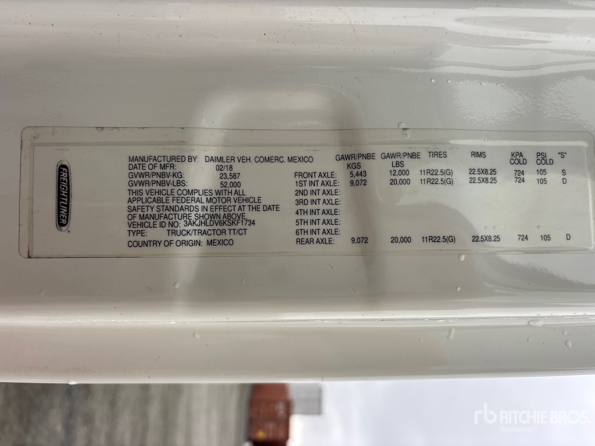 General Appearance with Serial Number / VIN