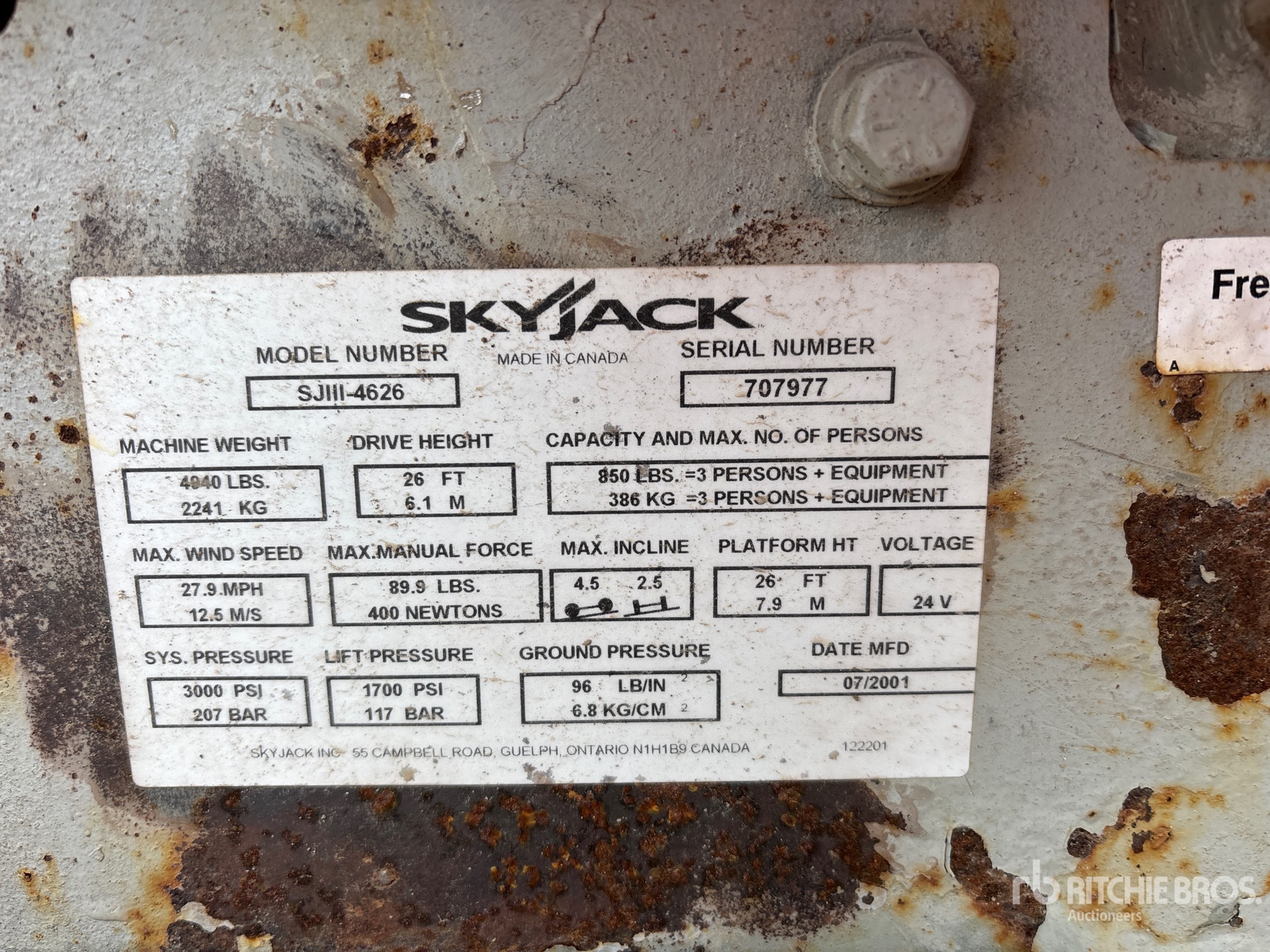 General Appearance with Serial Number / VIN