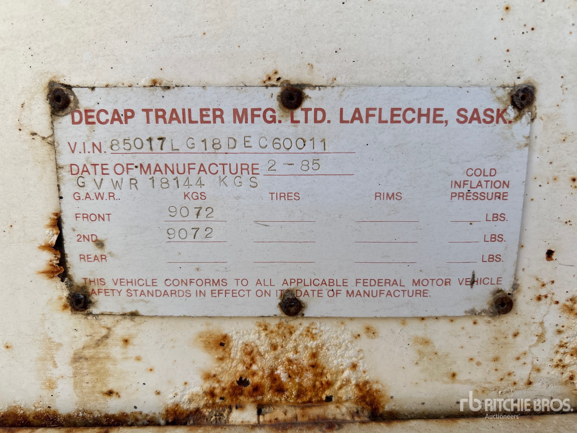 General Appearance with Serial Number / VIN