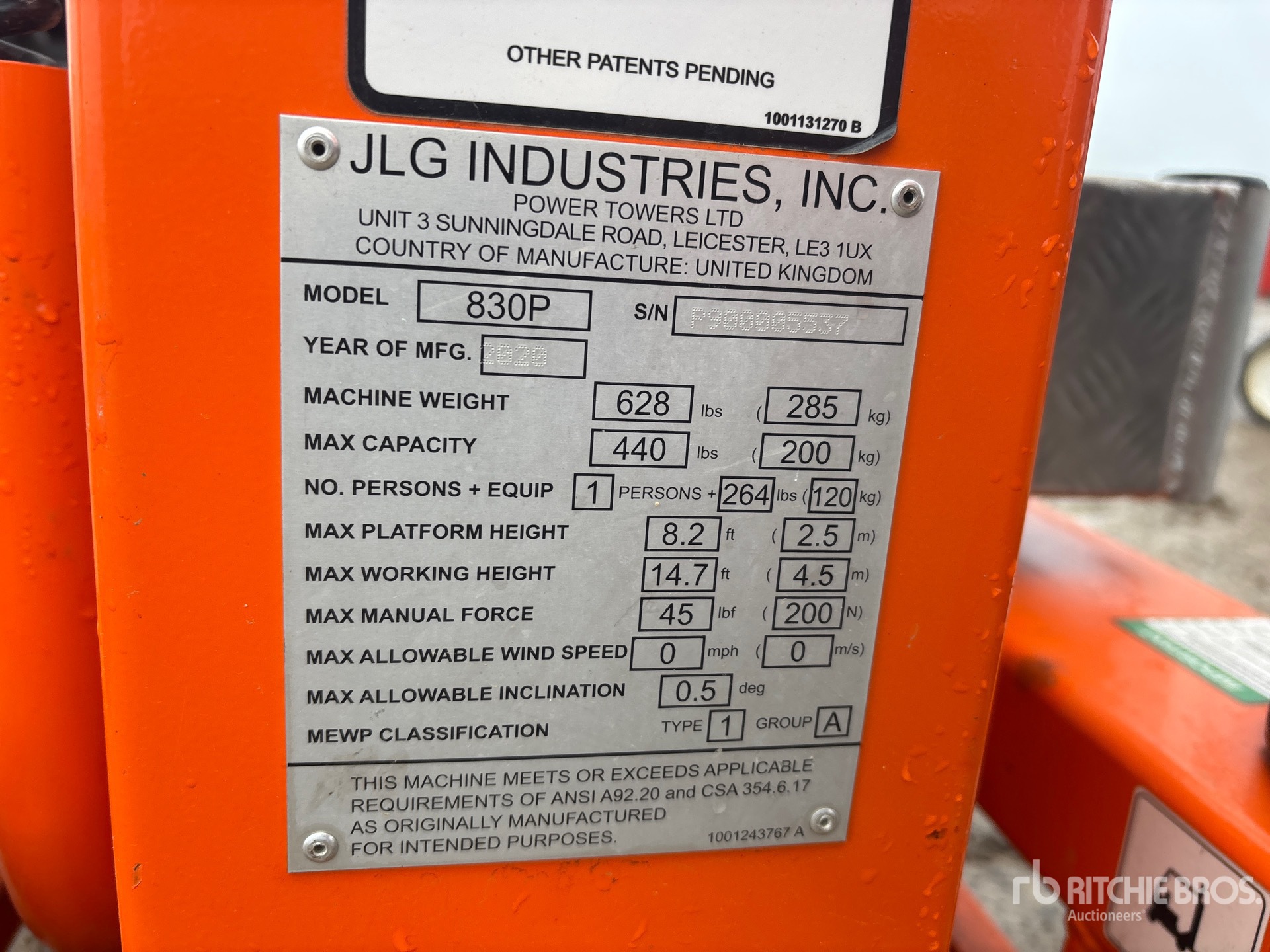 General Appearance with N.º de serie/VIN