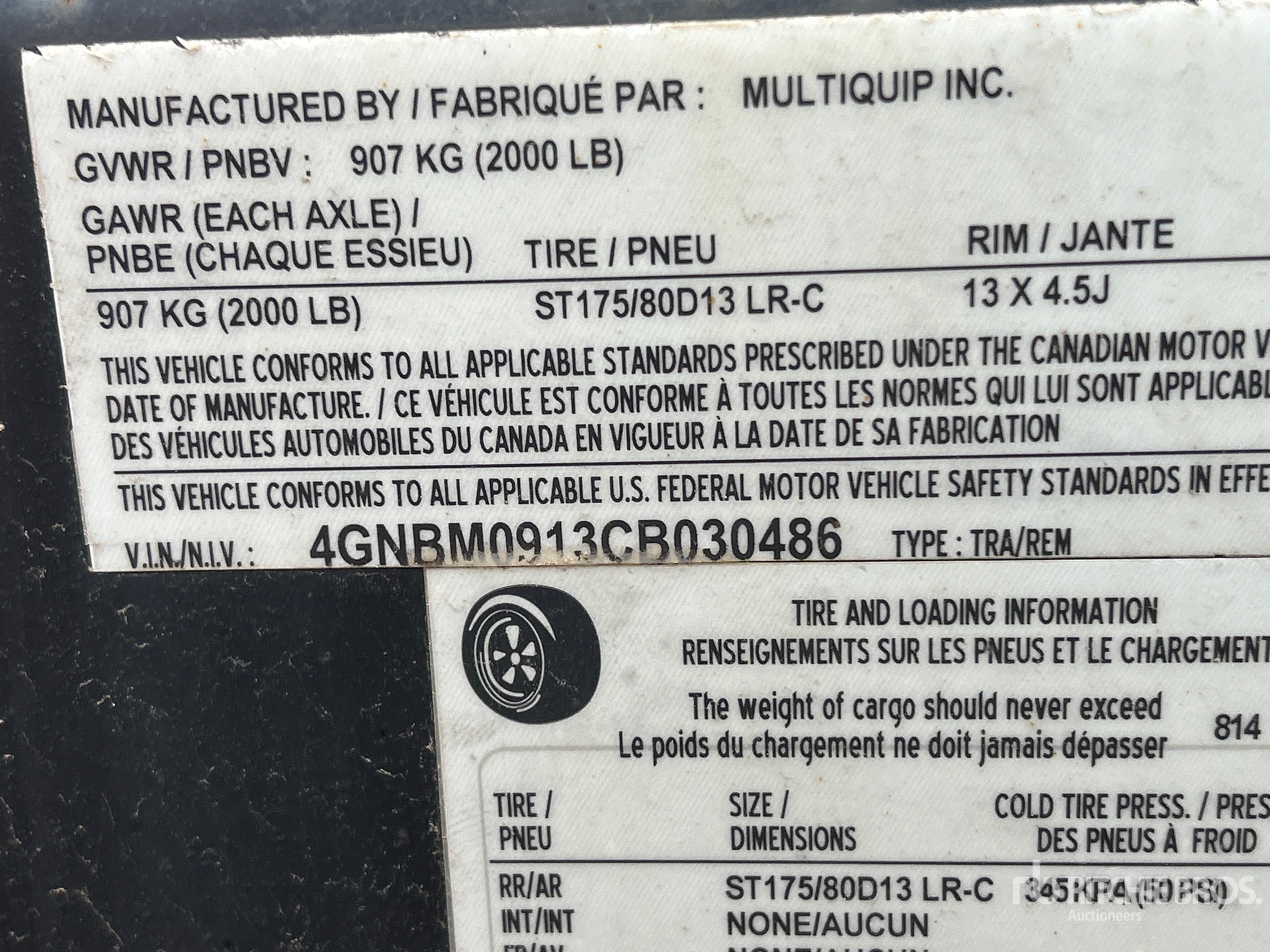 General Appearance with Serial Number / VIN