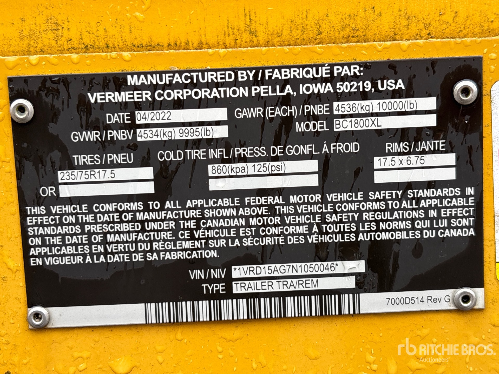 General Appearance with Serial Number / VIN