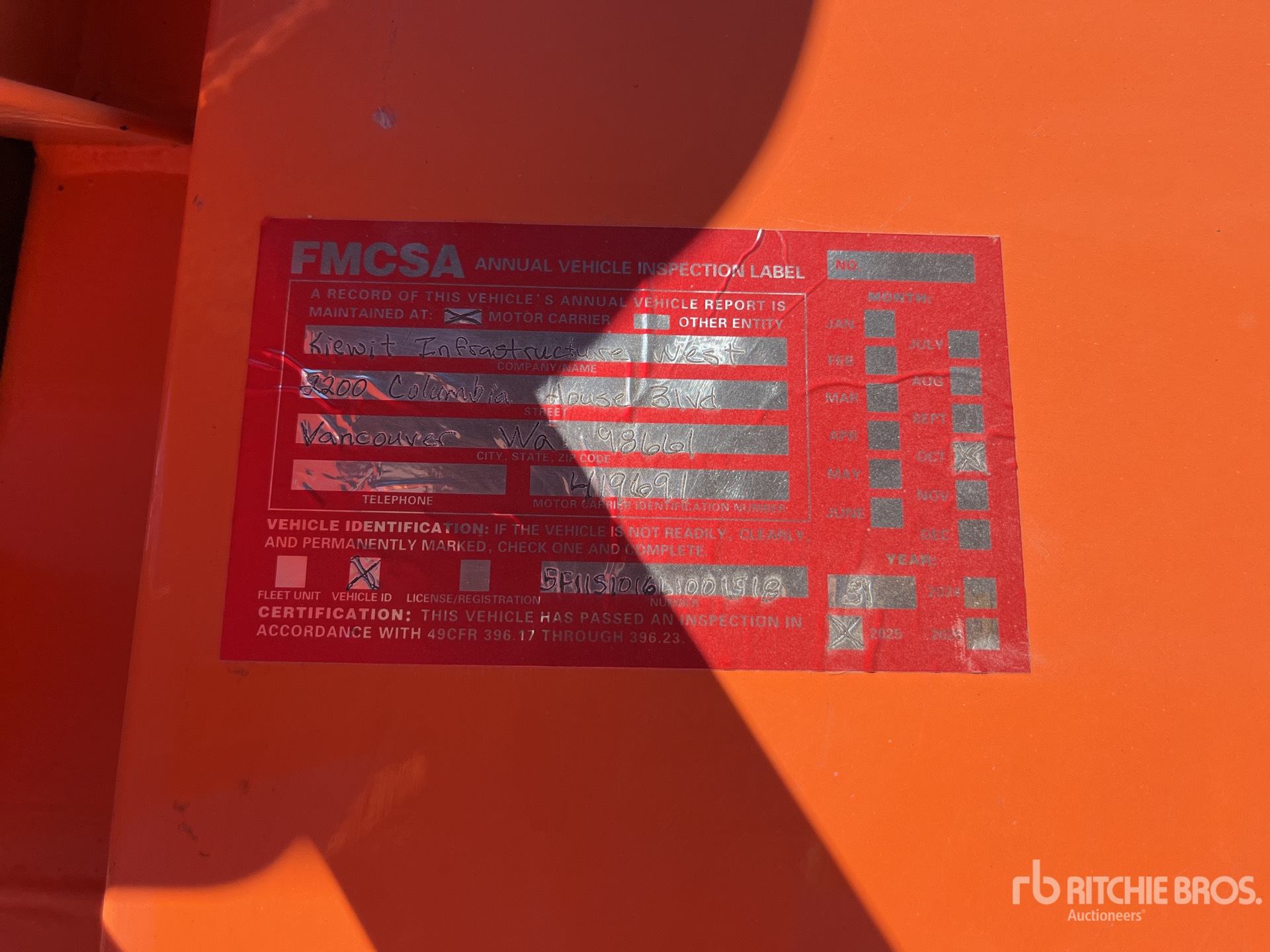 General Appearance with Serial Number / VIN